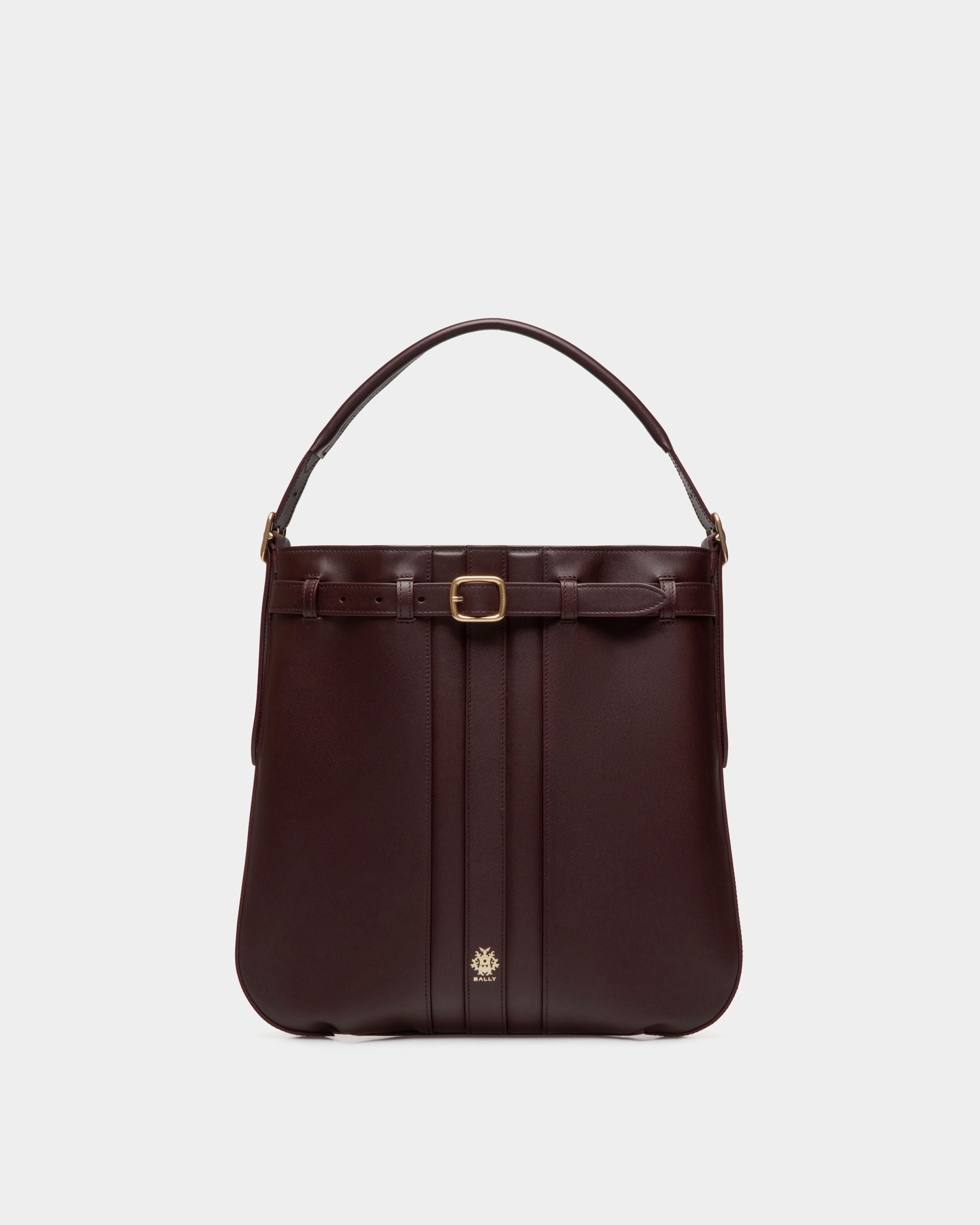 Beckett Crossbody Bag In Deep Burgundy Leather - Homme - Bally - 01