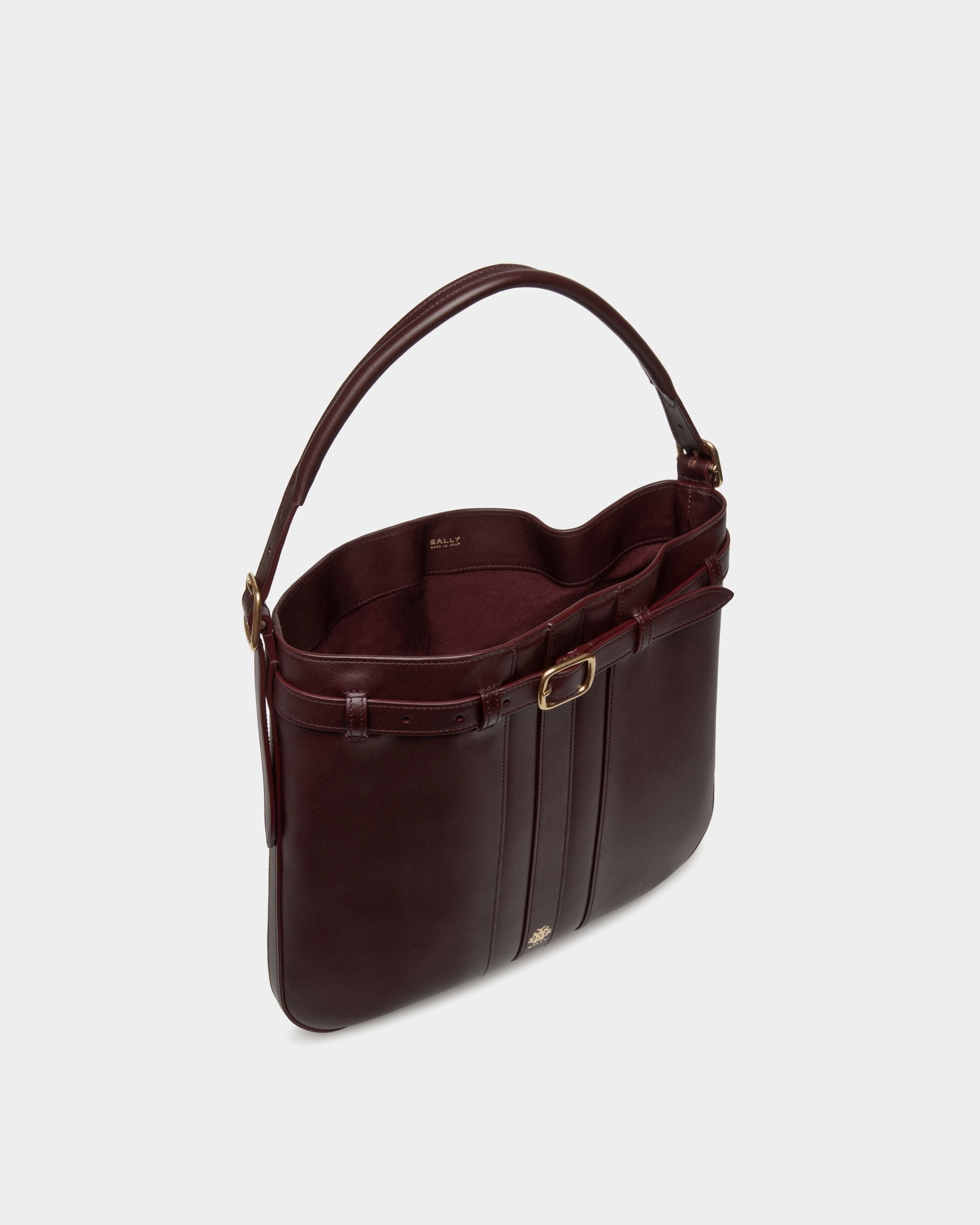 Beckett Crossbody Bag In Deep Burgundy Leather - Homme - Bally - 05