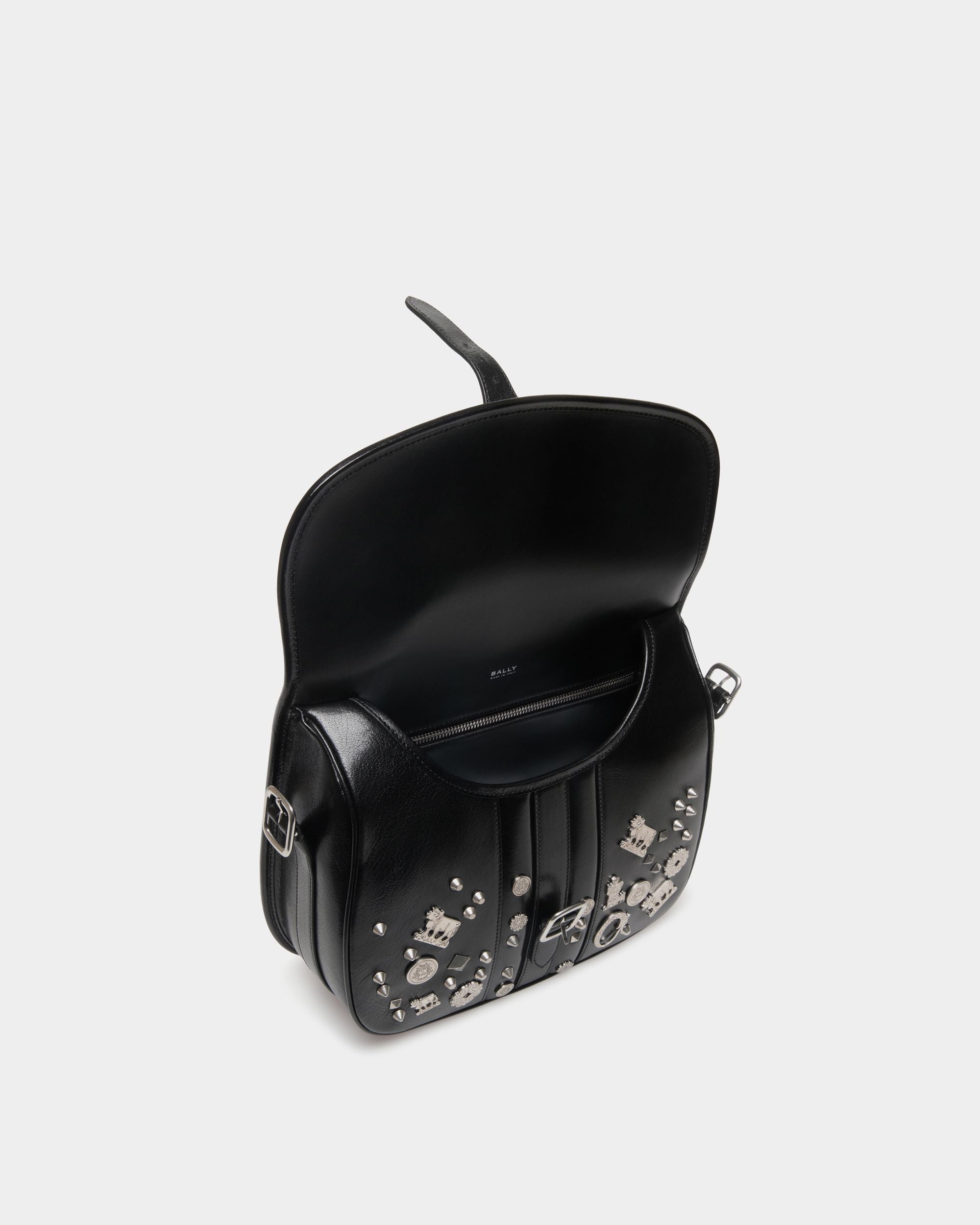 Sac À Bandoulière Beckett En Cuir Noir Avec Clous - Homme - Bally - 05