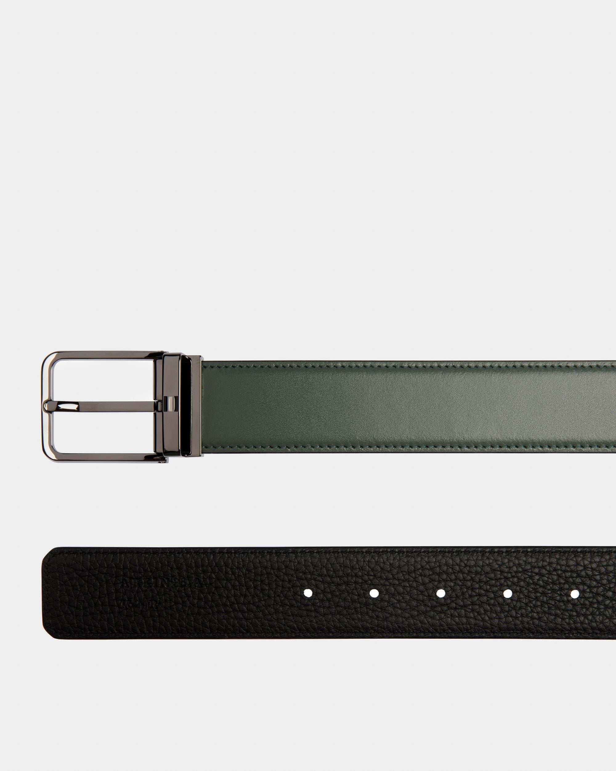 Arkin Ceinture De 35 Mm En Cuir Noir Et Vert - Homme - Bally - 02