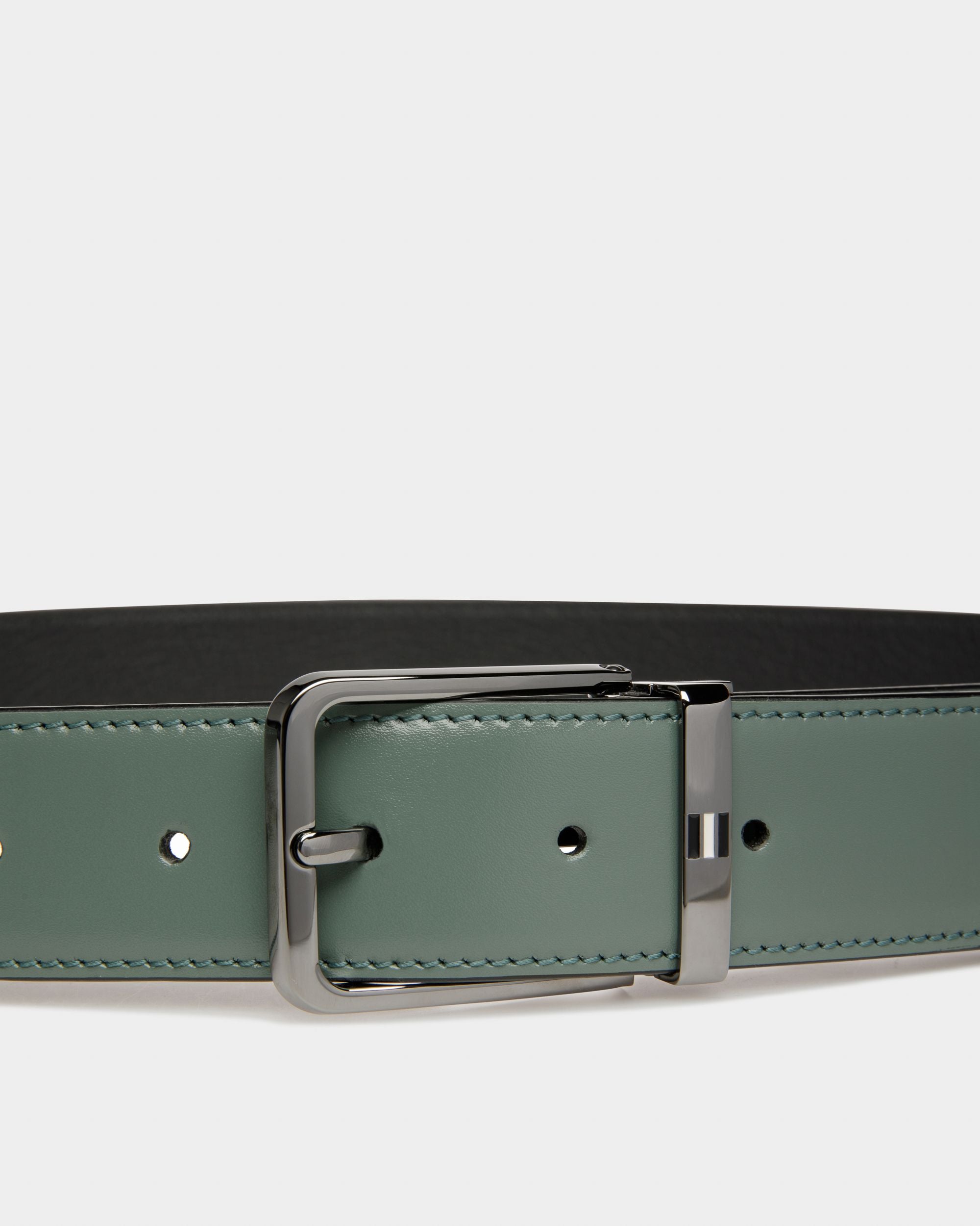 Arkin Ceinture De 35 Mm En Cuir Noir Et Vert - Homme - Bally - 03