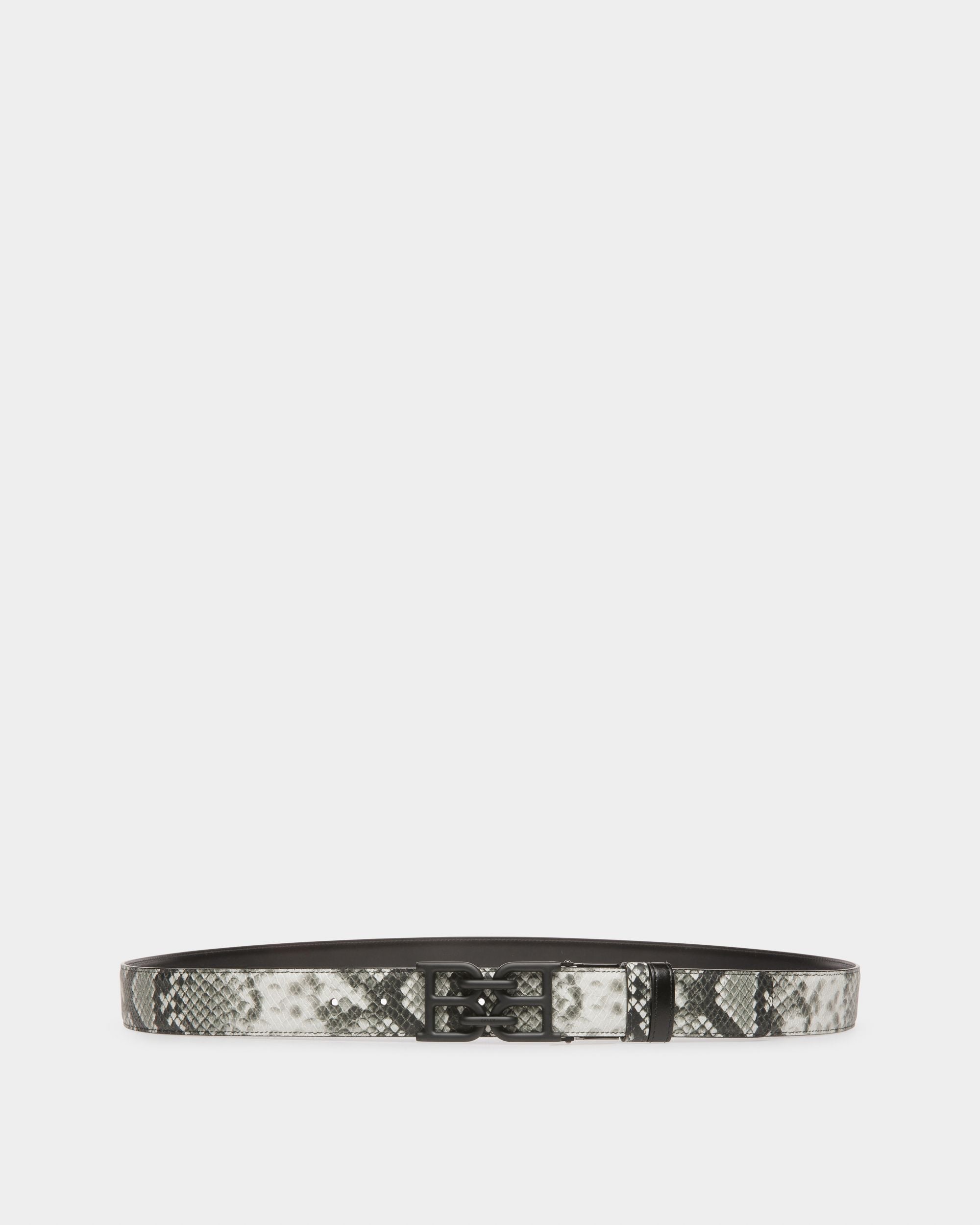 B-Chain Ceinture De 35 Mm En Cuir Imprimé Lézard Et Noir - Homme - Bally - 01