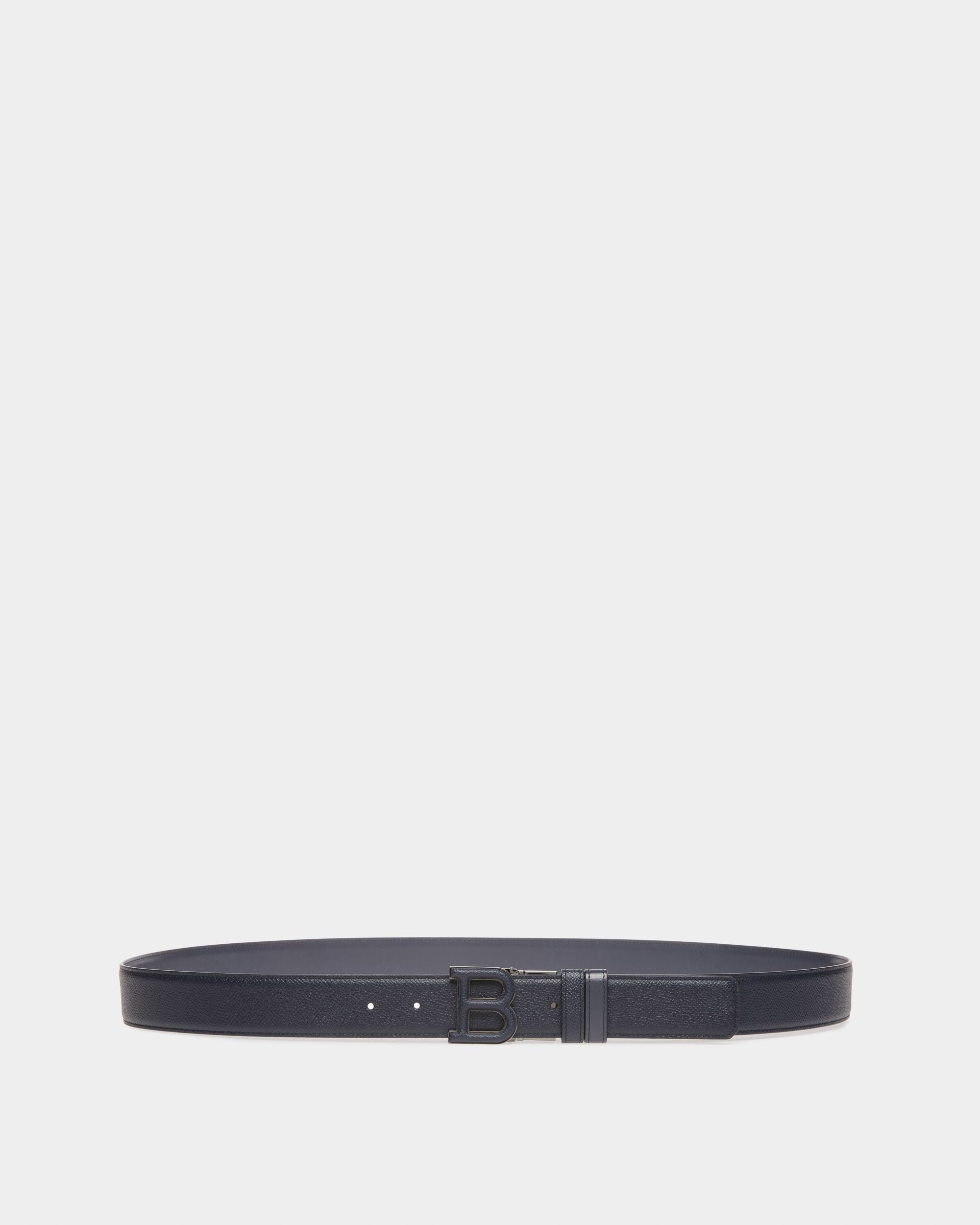 B Ceinture 35 Mm En Cuir Bleu Marine - Homme - Bally - 01