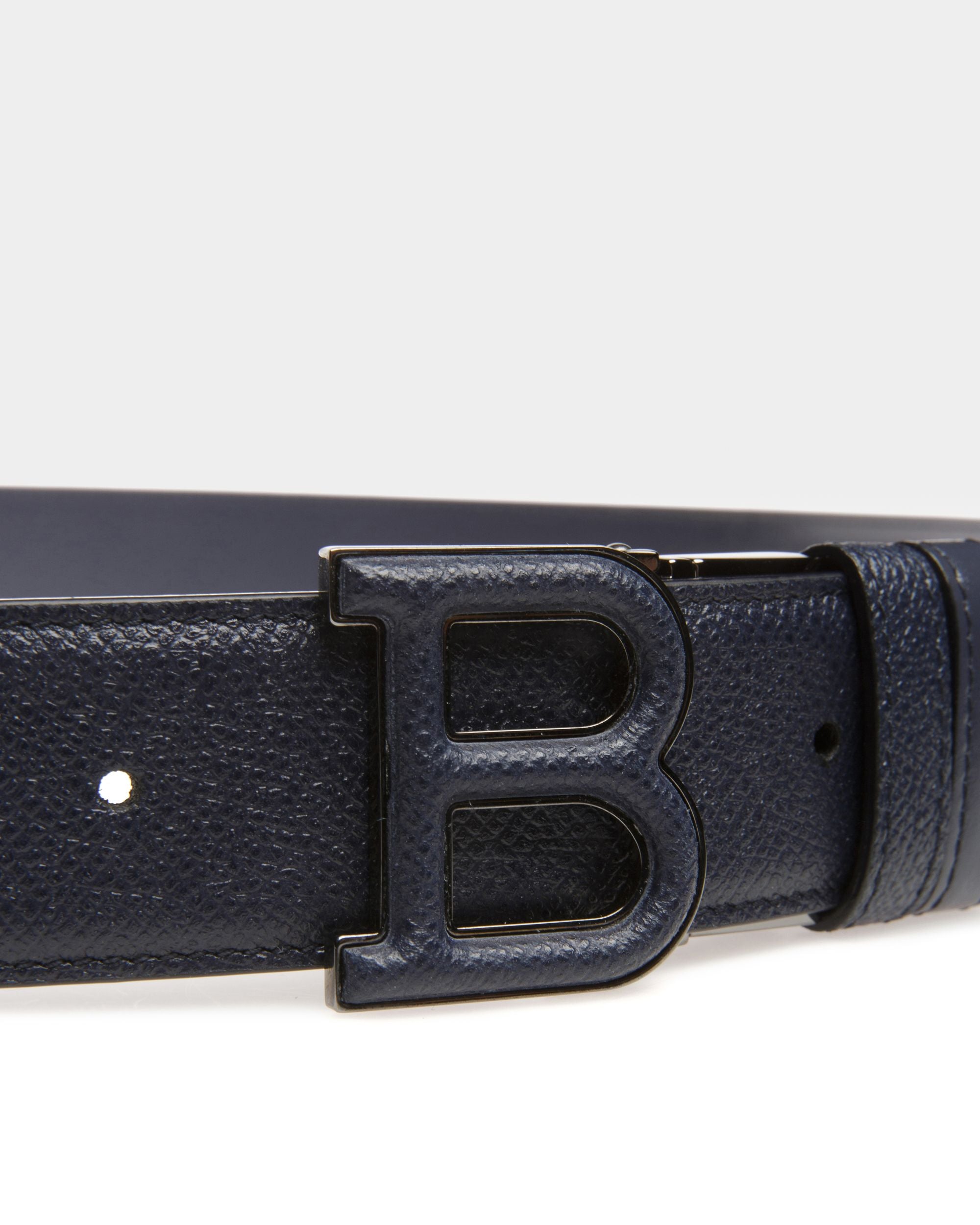 B Ceinture 35 Mm En Cuir Bleu Marine - Homme - Bally - 03