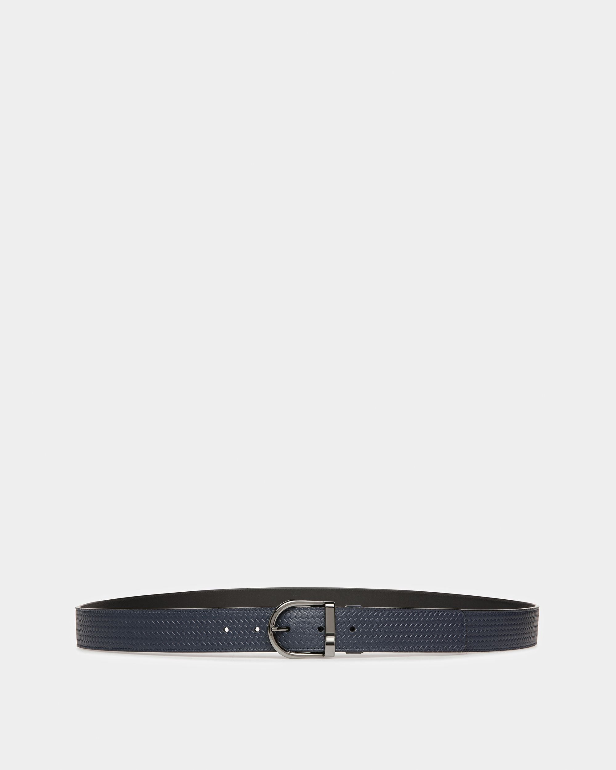 Darkon Ceinture En Cuir Bleu Nuit Et Noir - Homme - Bally - 01