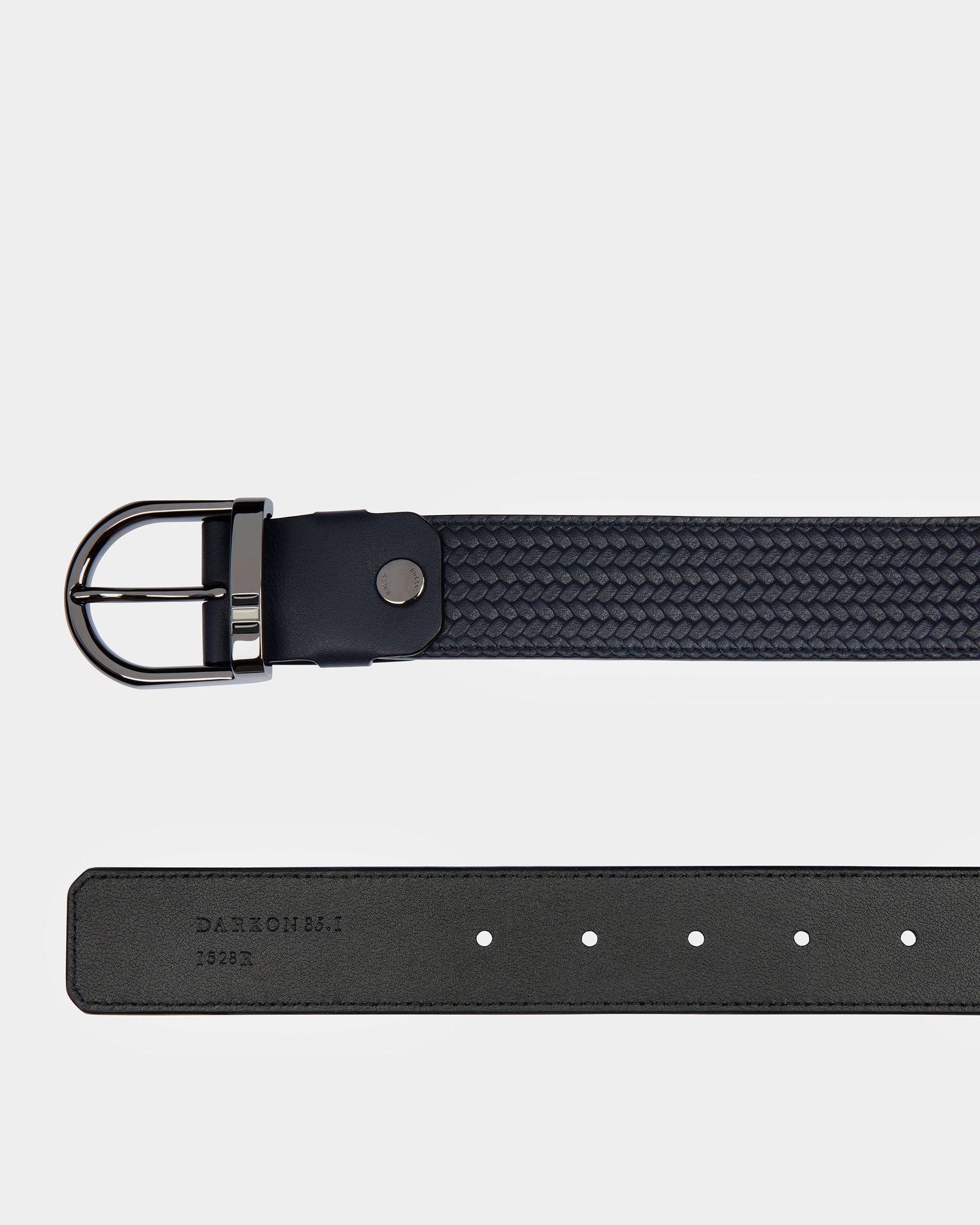 Darkon Ceinture En Cuir Bleu Nuit Et Noir - Homme - Bally - 02