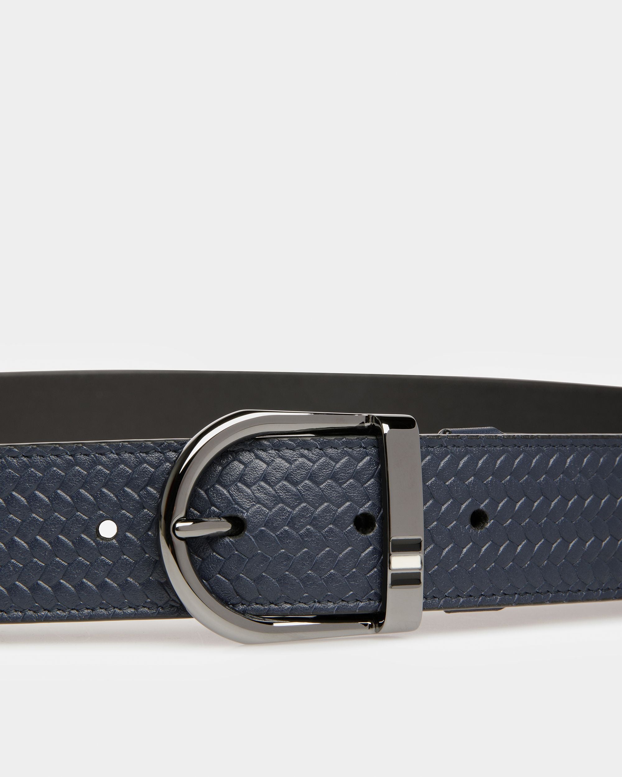 Darkon Ceinture En Cuir Bleu Nuit Et Noir - Homme - Bally - 03