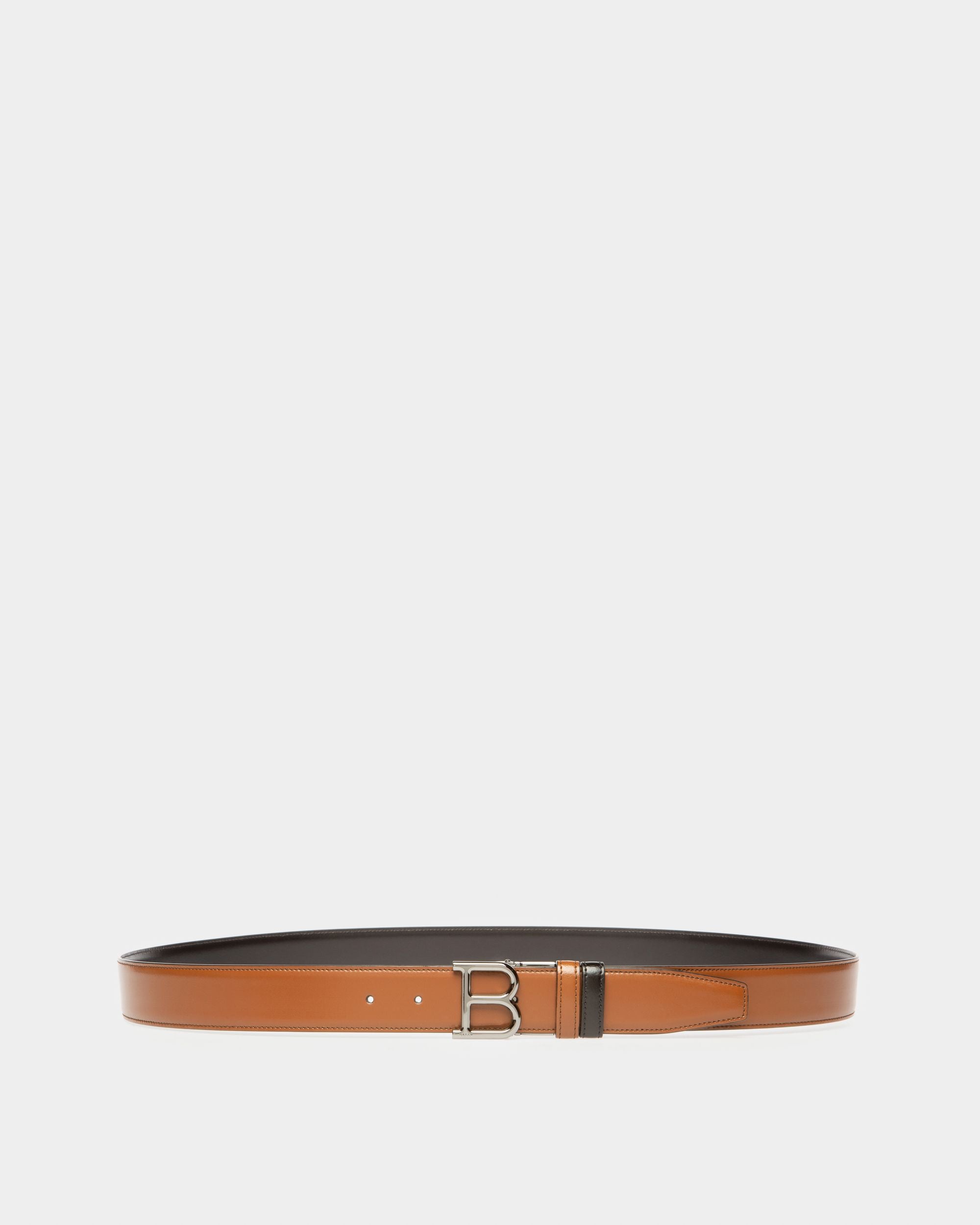Boucle B Ceinture De 35 Mm En Cuir Marron Et Noir - Homme - Bally - 01
