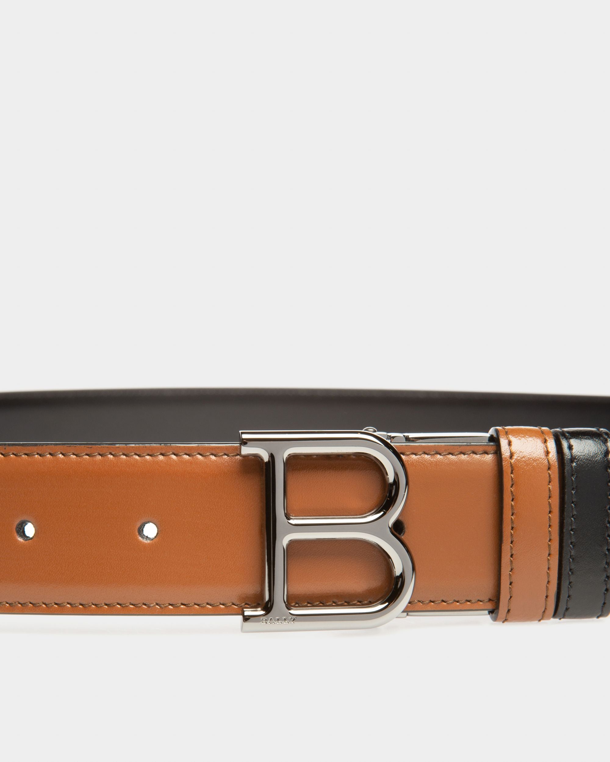Boucle B Ceinture De 35 Mm En Cuir Marron Et Noir - Homme - Bally - 03