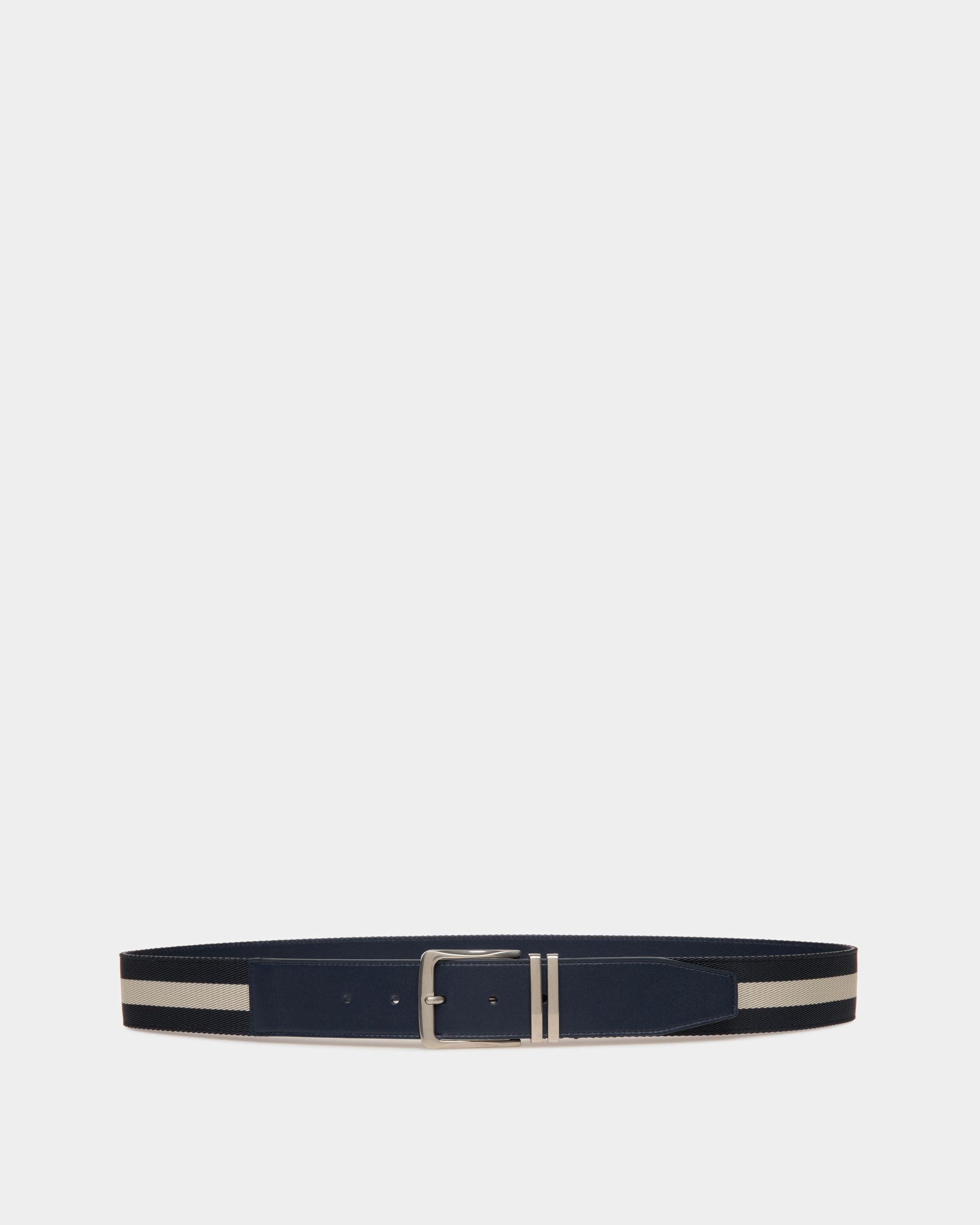 Ceinture Décontractée Fixe 40 mm Tissu Et Cuir Bleu Marine - Homme - Bally - 01