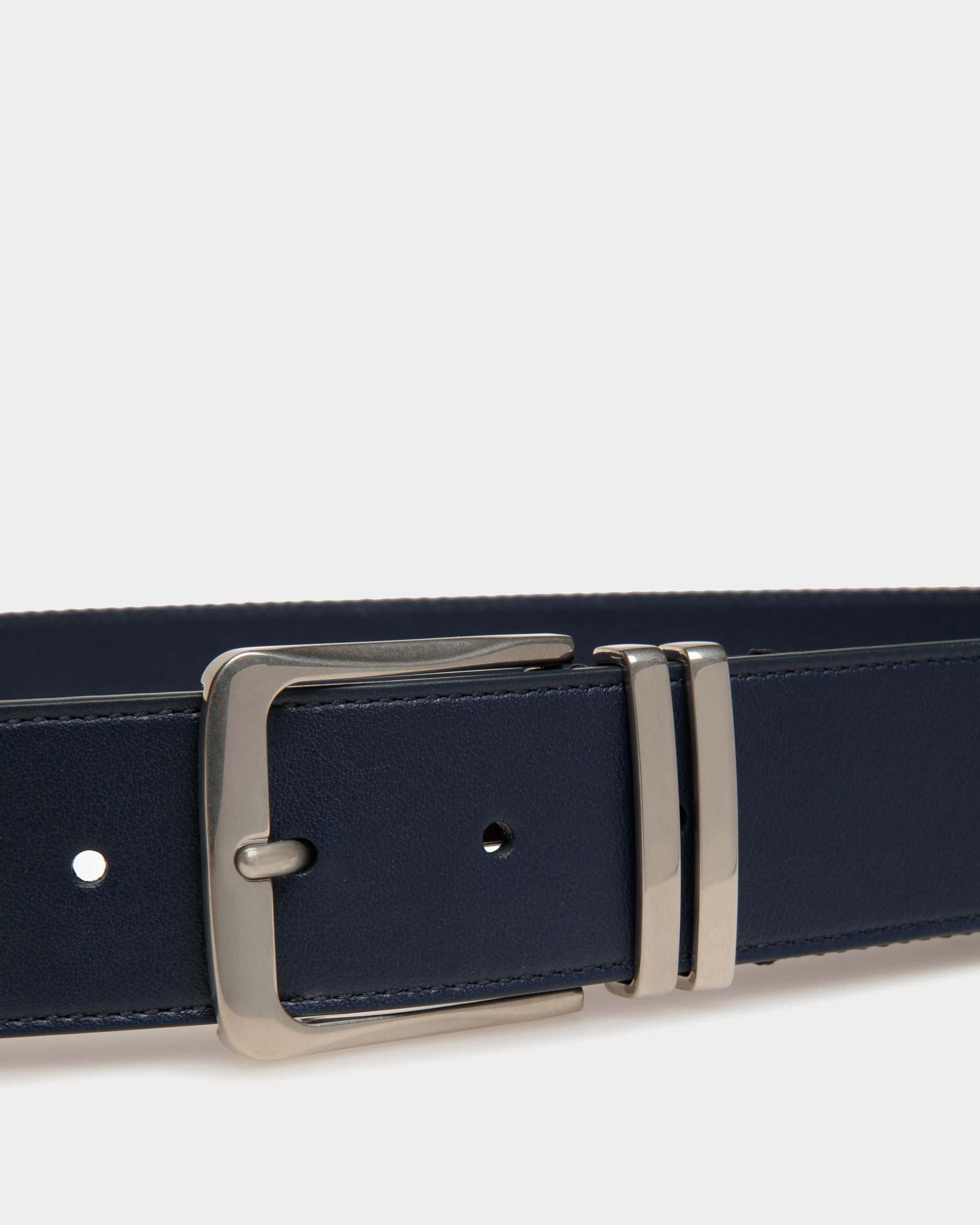 Ceinture Décontractée Fixe 40 mm Tissu Et Cuir Bleu Marine - Homme - Bally - 03