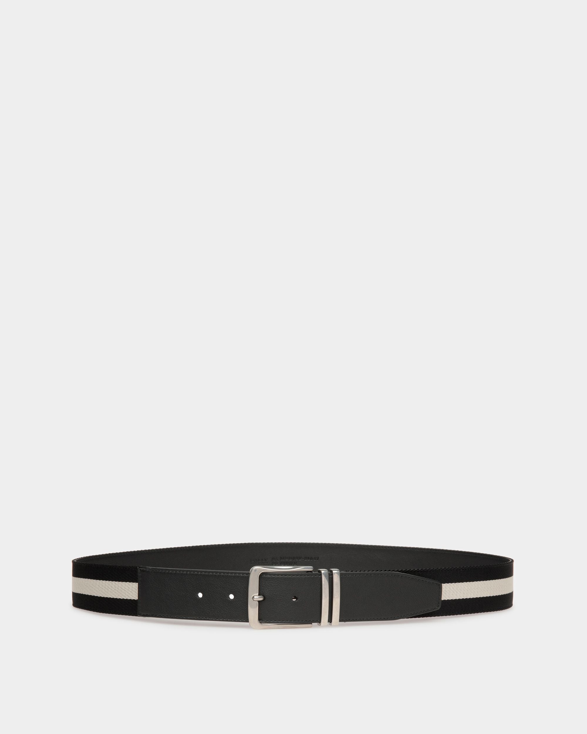Ceinture Décontractée Fixe 40 mm Tissu Et Cuir Noirs - Homme - Bally - 01