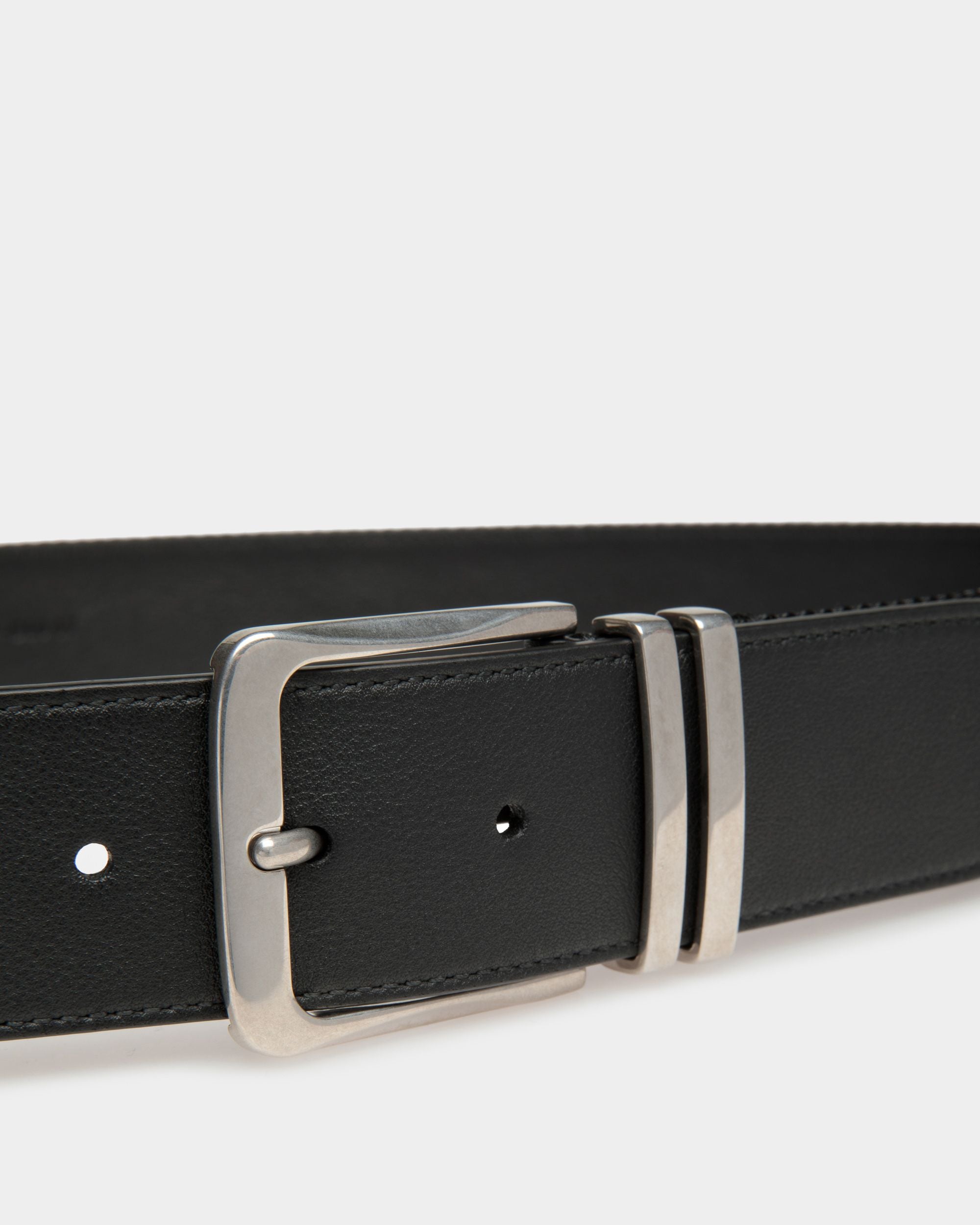 Ceinture Décontractée Fixe 40 mm Tissu Et Cuir Noirs - Homme - Bally - 03