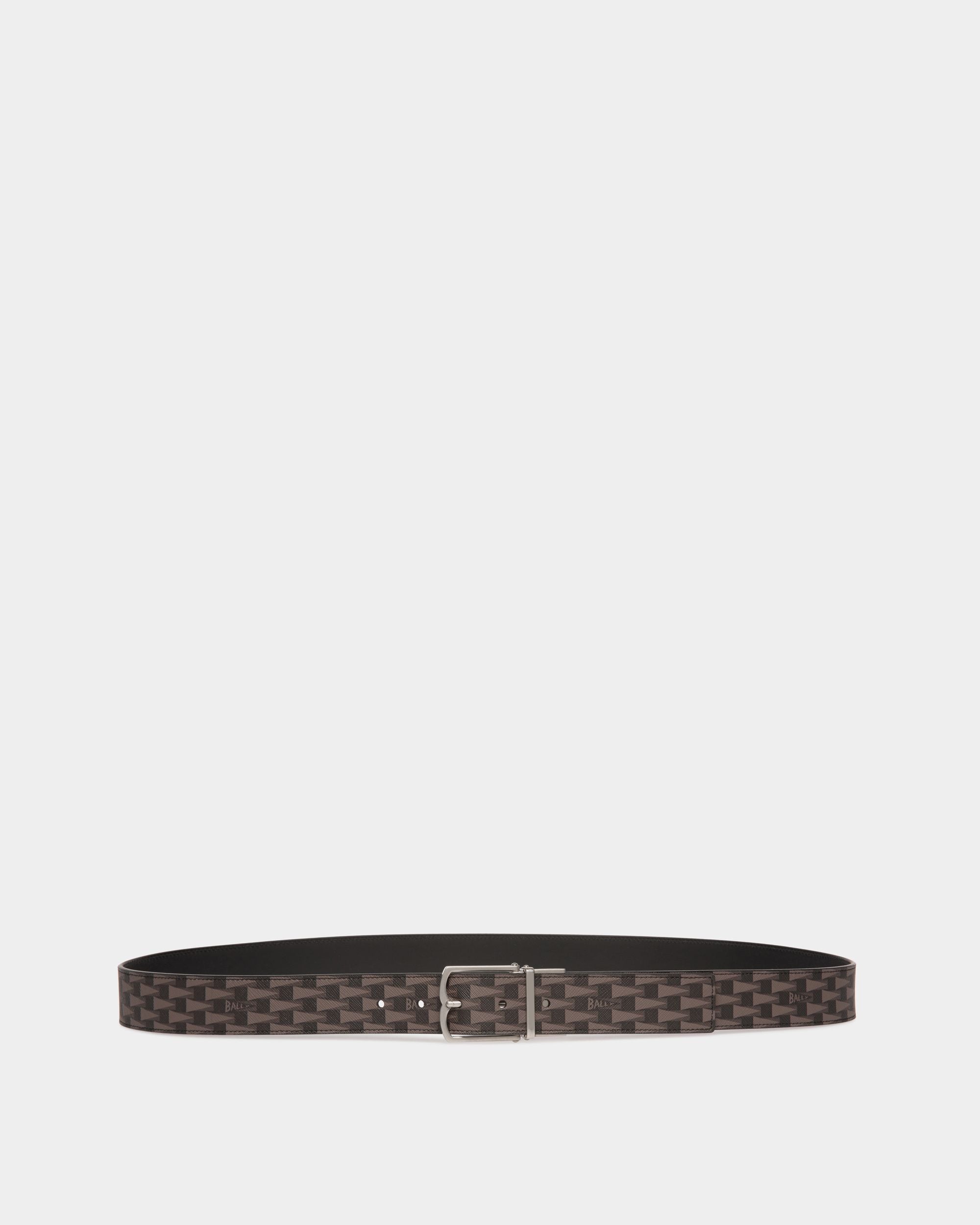 Ceinture Country 35 mm Réversible Et Ajustable En Black Pennant Motif Et En Cuir - Homme - Bally - 01