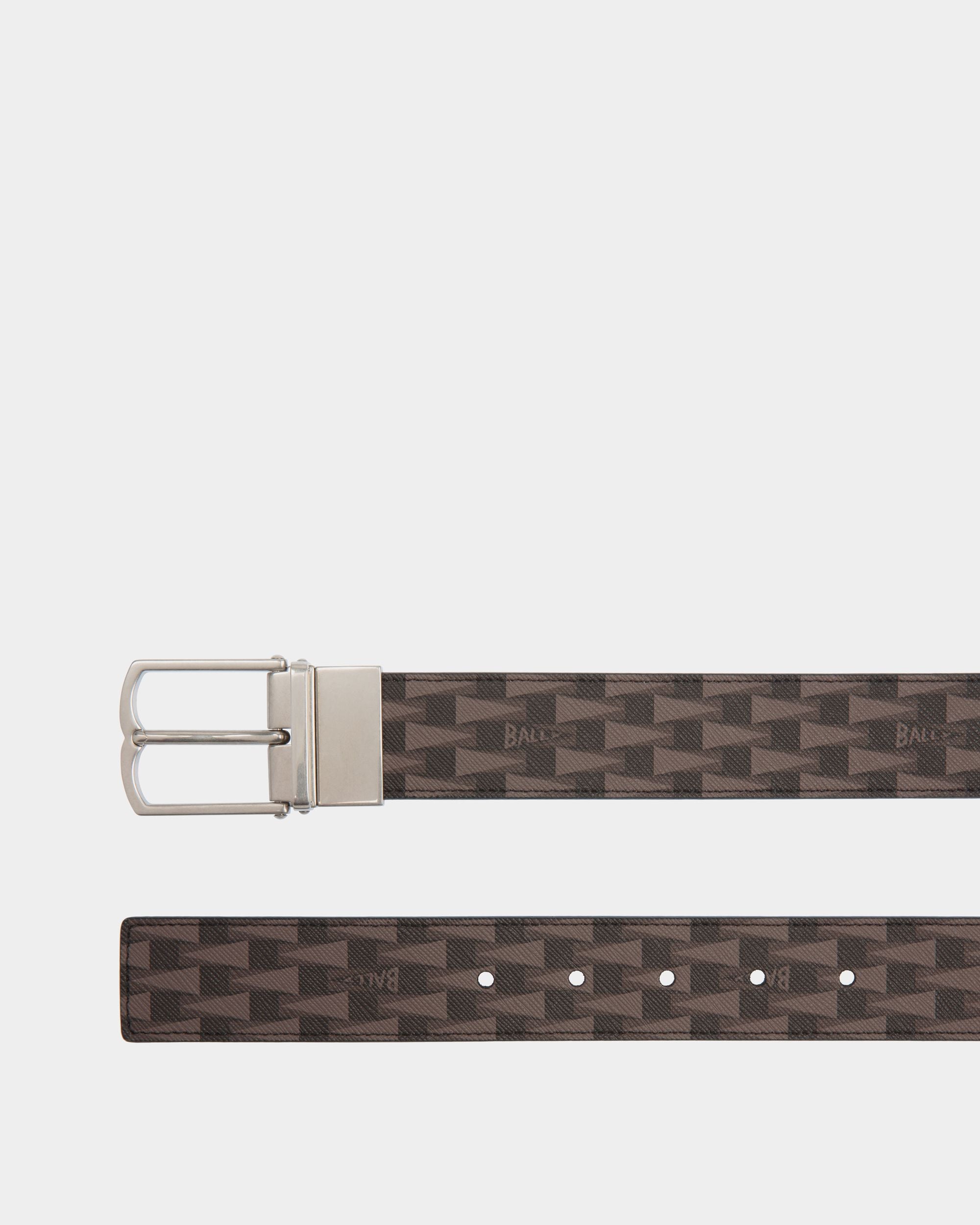 Ceinture Country 35 mm Réversible Et Ajustable En Black Pennant Motif Et En Cuir - Homme - Bally - 02
