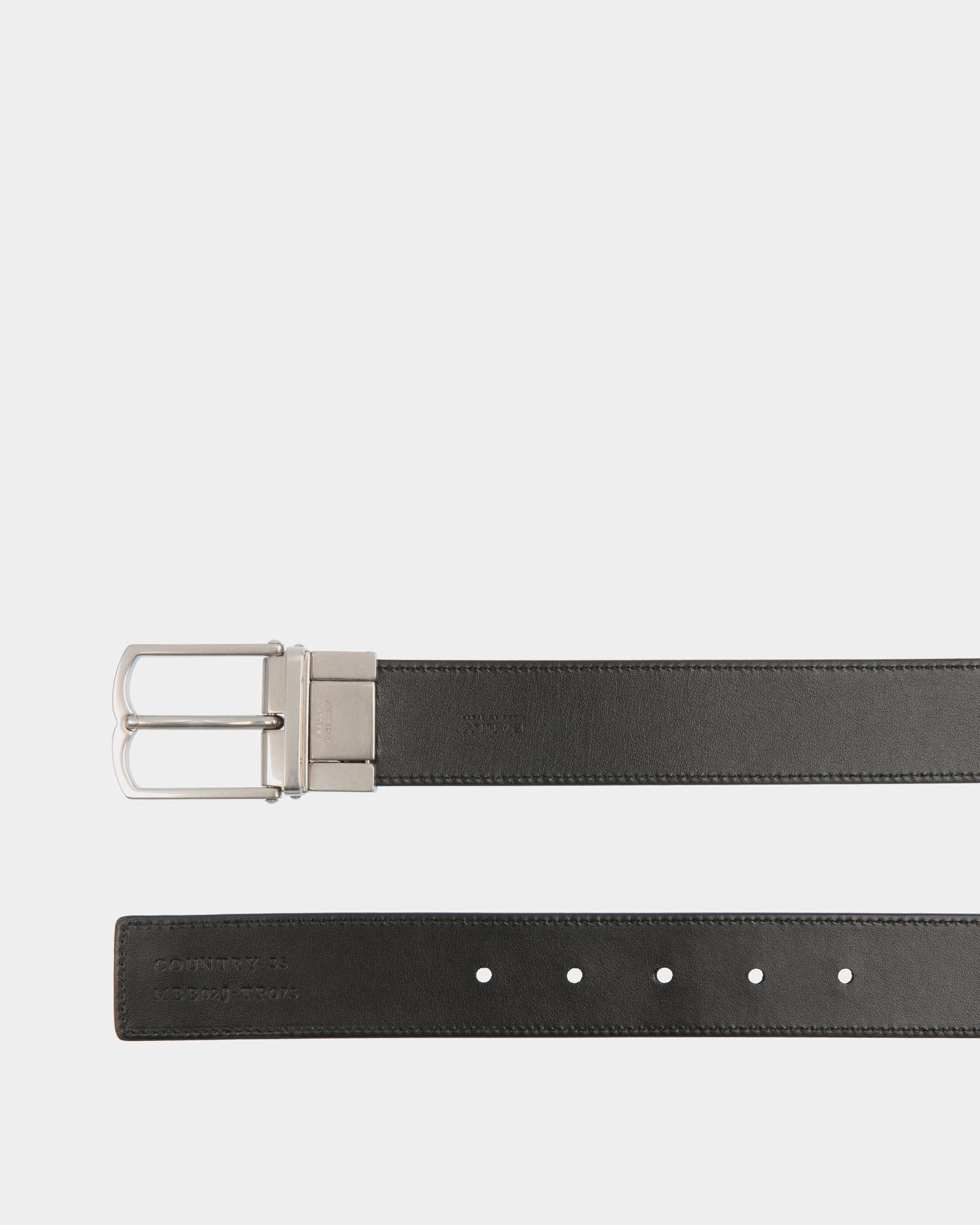 Ceinture Country 35 mm Réversible Et Ajustable En Black Pennant Motif Et En Cuir - Homme - Bally - 03