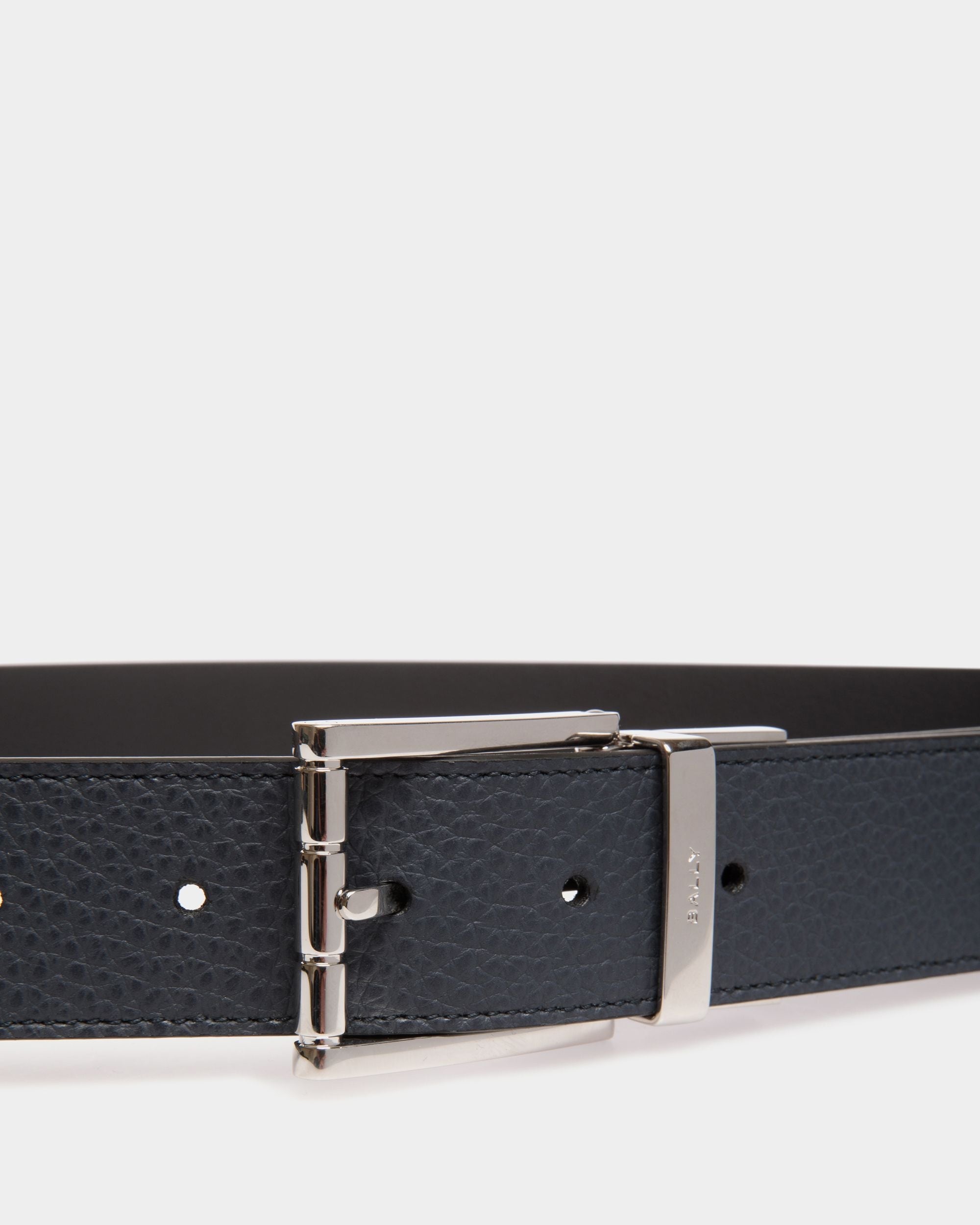 Ceinture Astory 35 mm Réversible Et Ajustable En Cuir Navy Blue Et Noir - Homme - Bally - 03