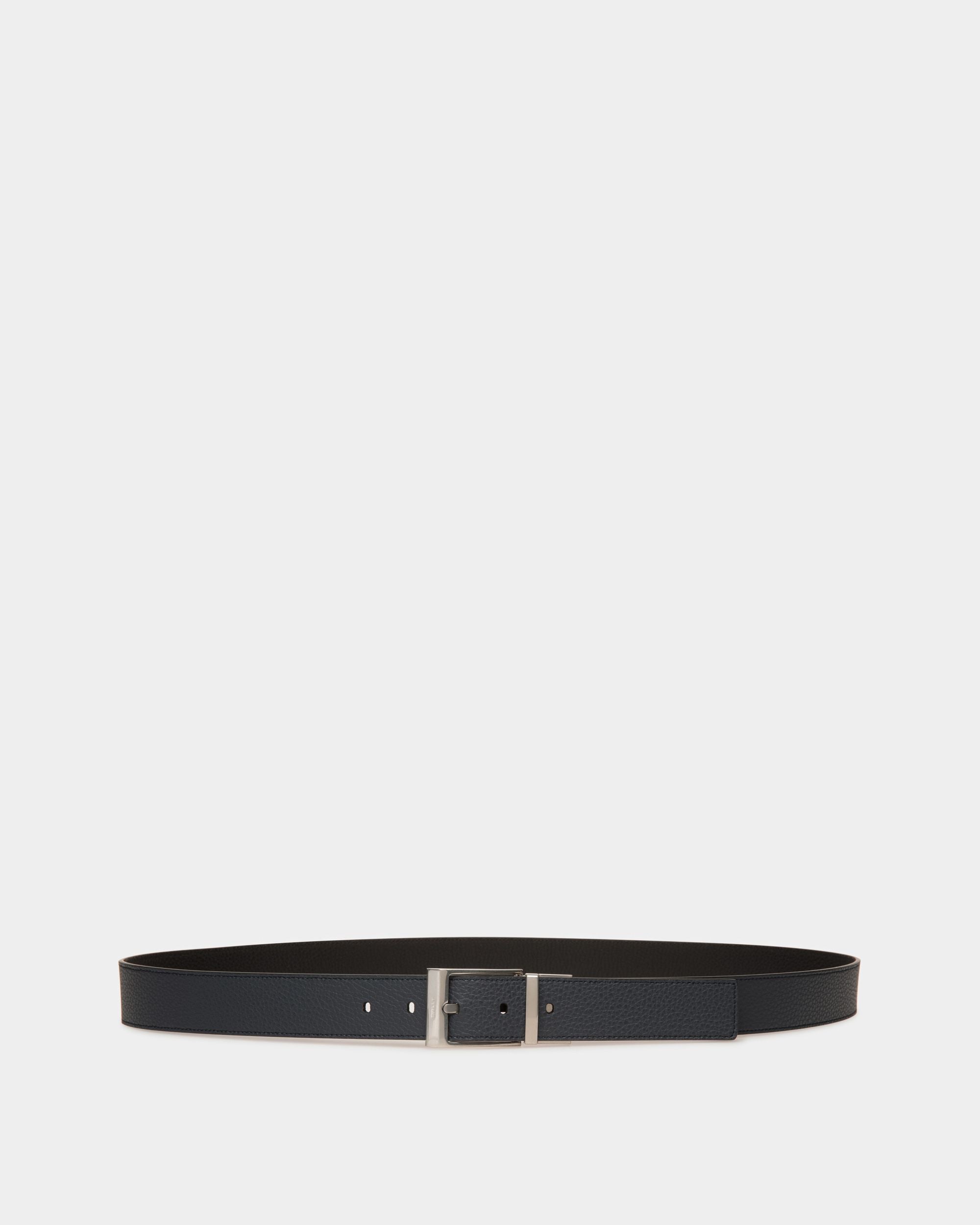 Ceinture Habillée En Cuir Bleu Nuit Et Noir - Homme - Bally - 01
