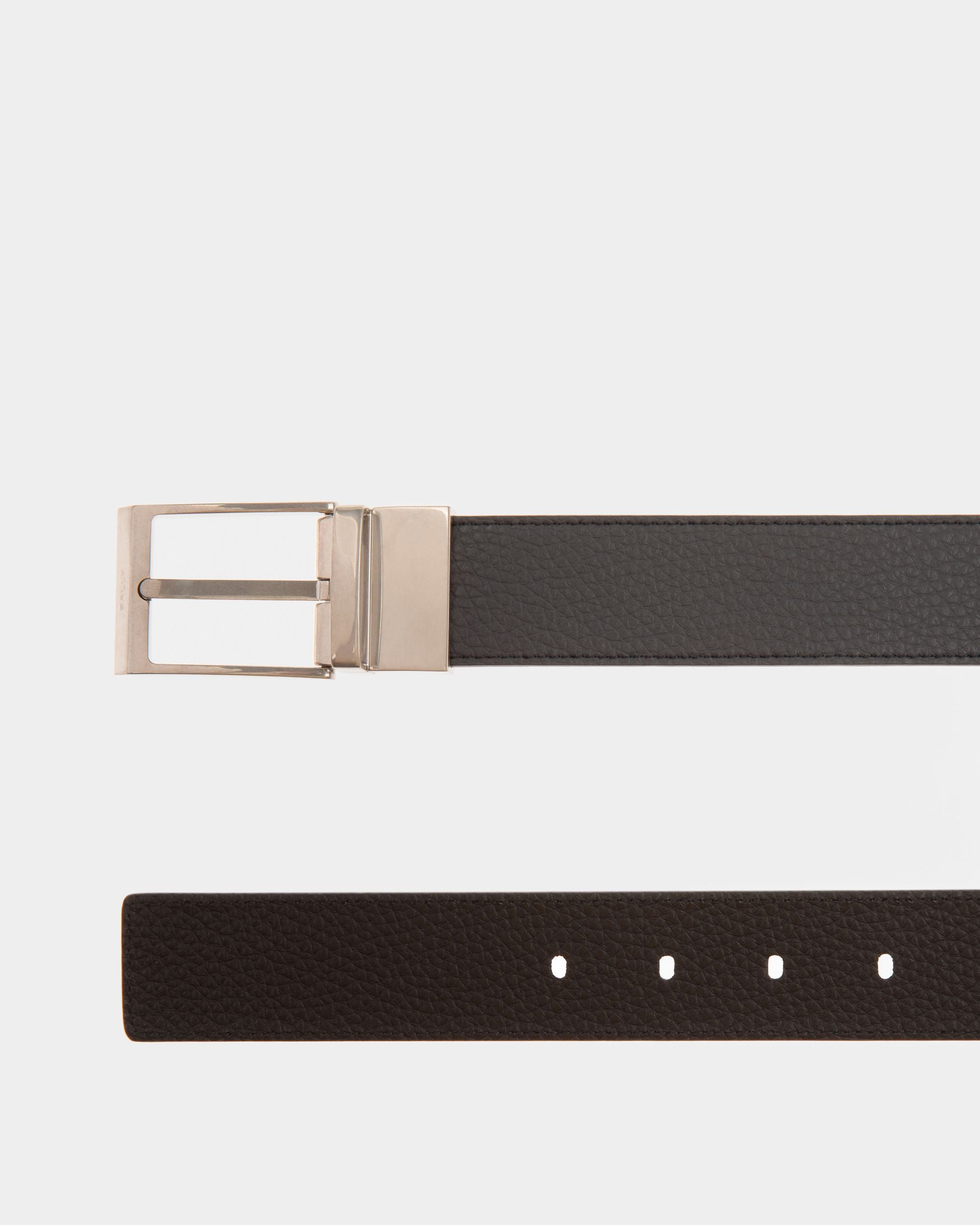 Ceinture Habillée En Cuir Bleu Nuit Et Noir - Homme - Bally - 02