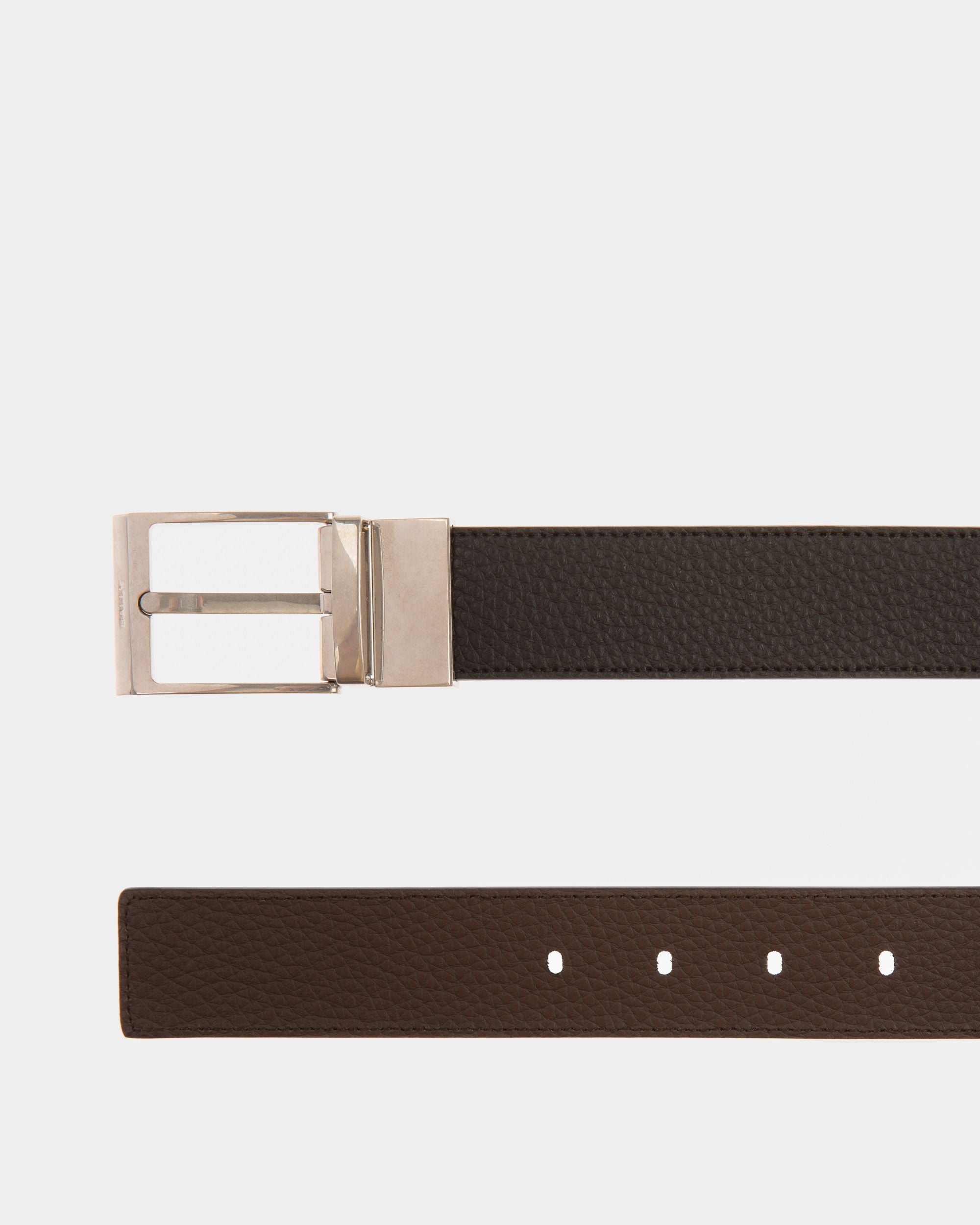 Ceinture Habillée En Cuir Marron Et Noir - Homme - Bally - 02