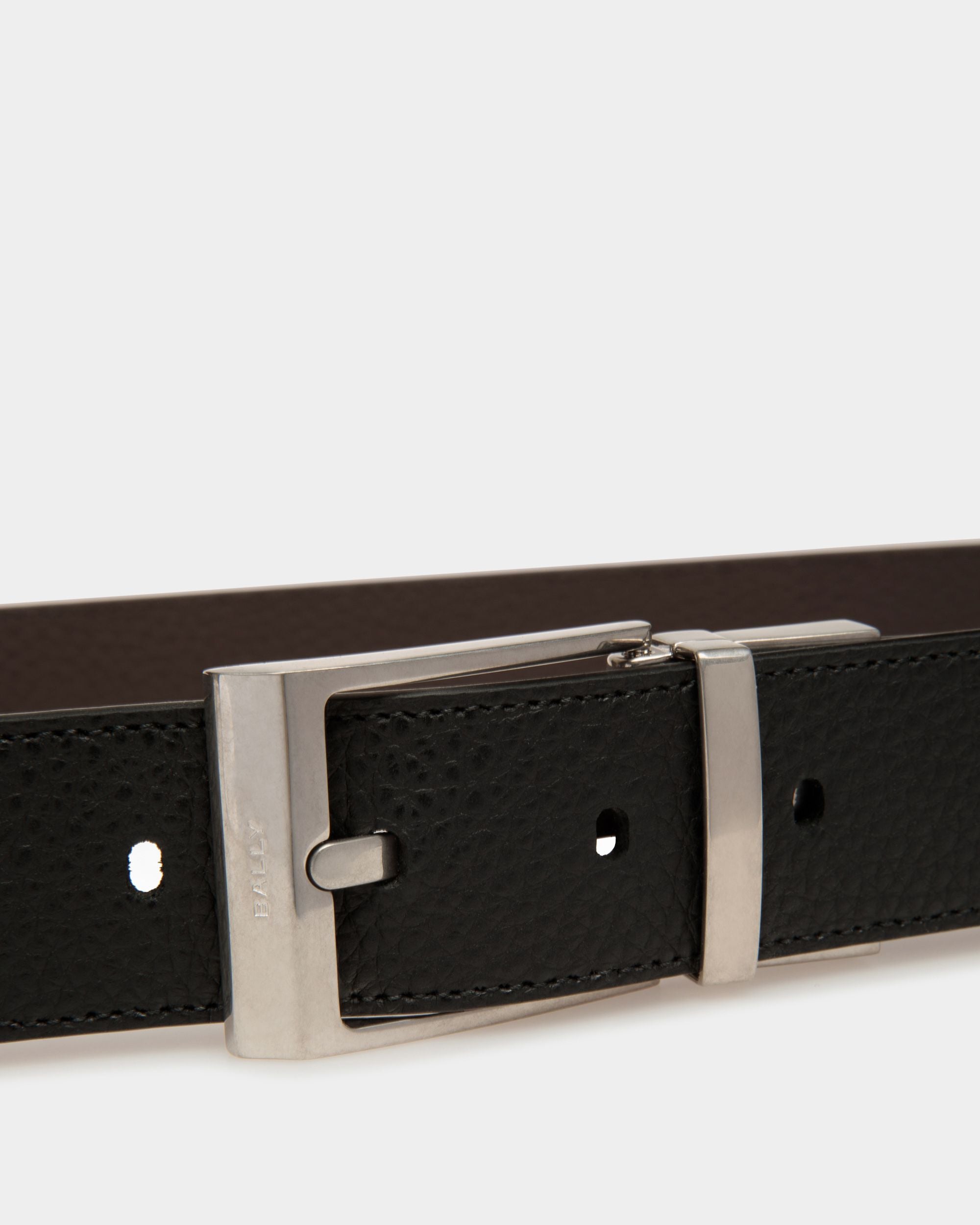 Ceinture Habillée En Cuir Marron Et Noir - Homme - Bally - 03