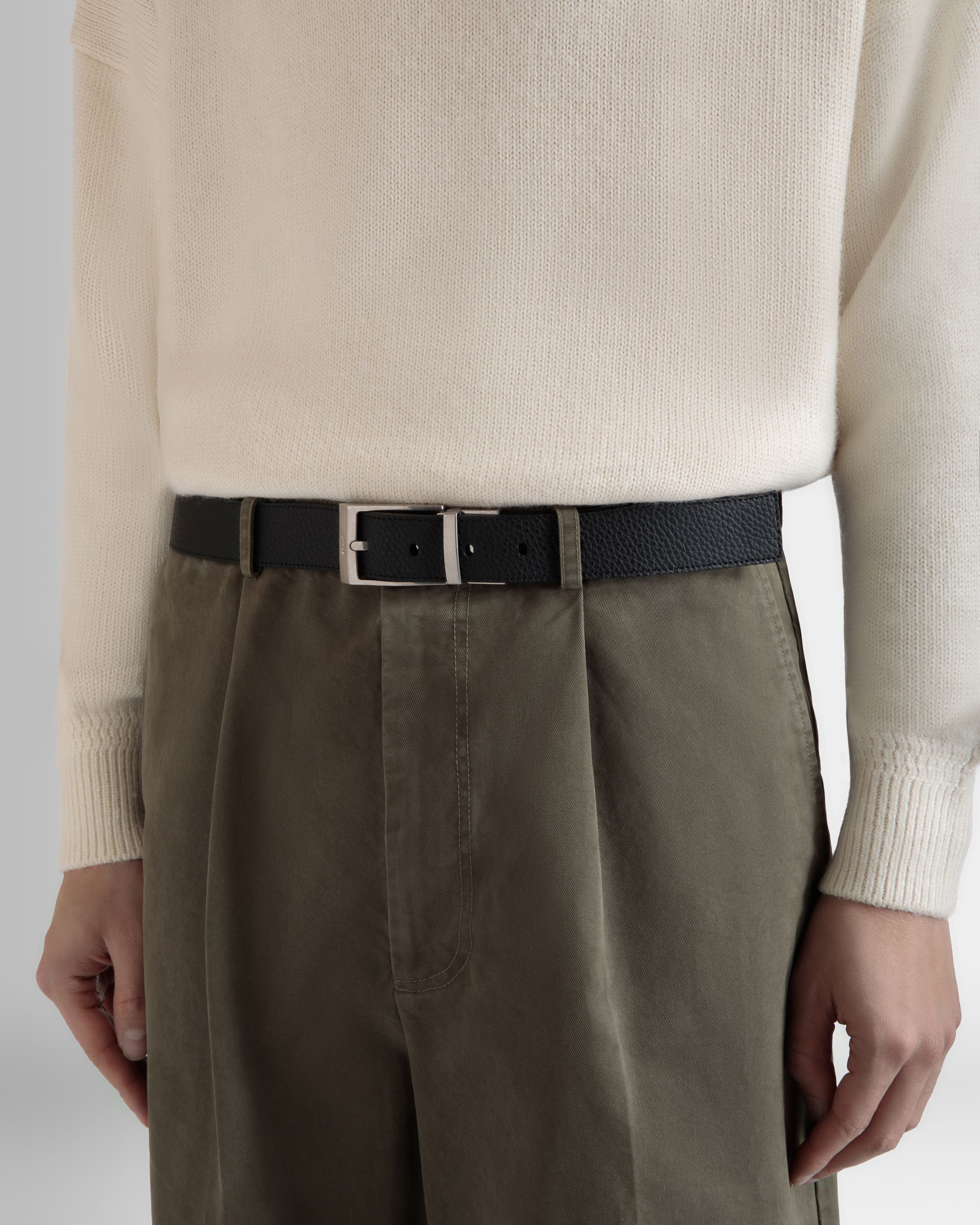 Ceinture Habillée En Cuir Marron Et Noir - Homme - Bally - 04