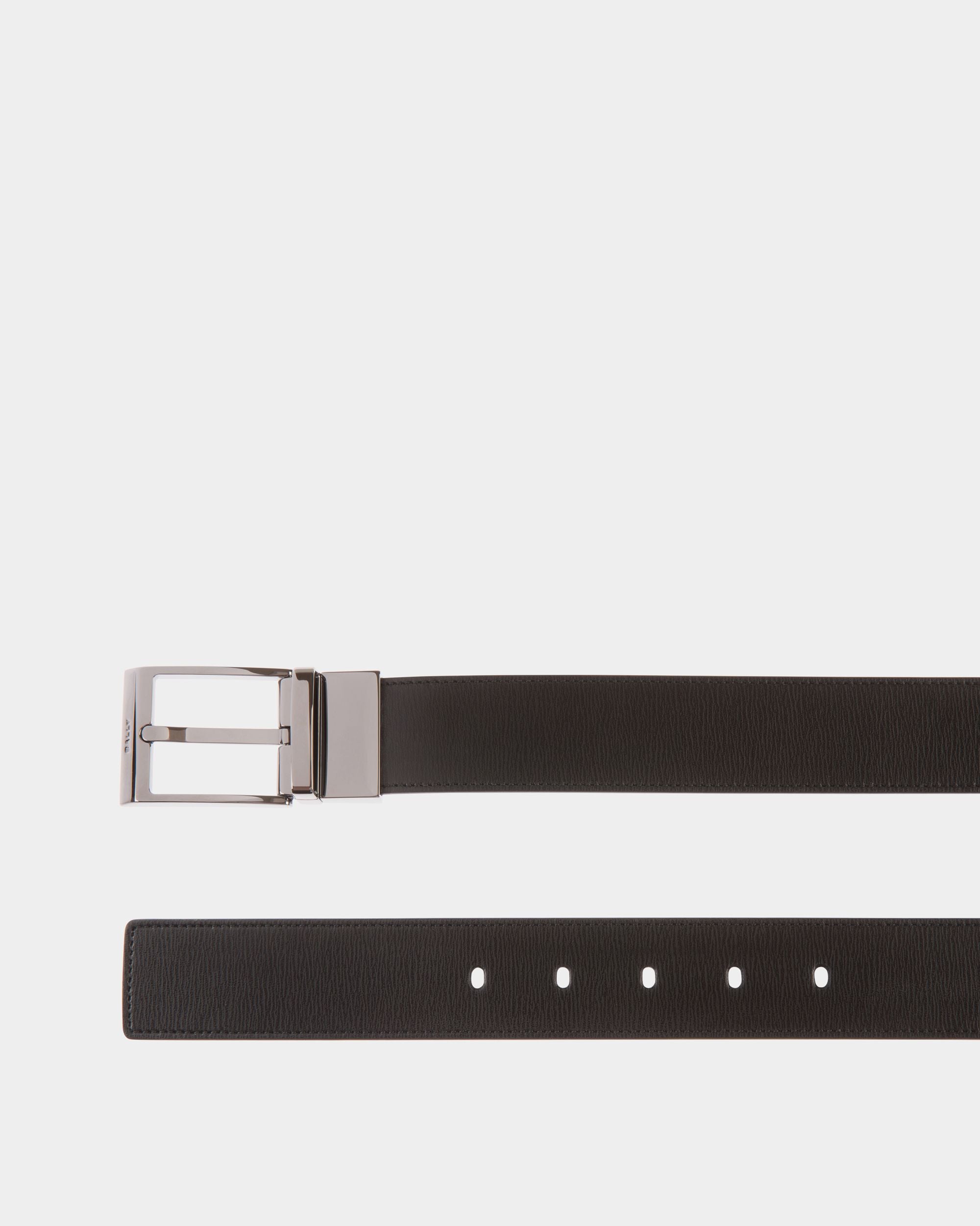 Ceinture Shiffie 35 Mm Réversible Et Ajustable En Cuir Noir Et Navy Blue - Homme - Bally - 03