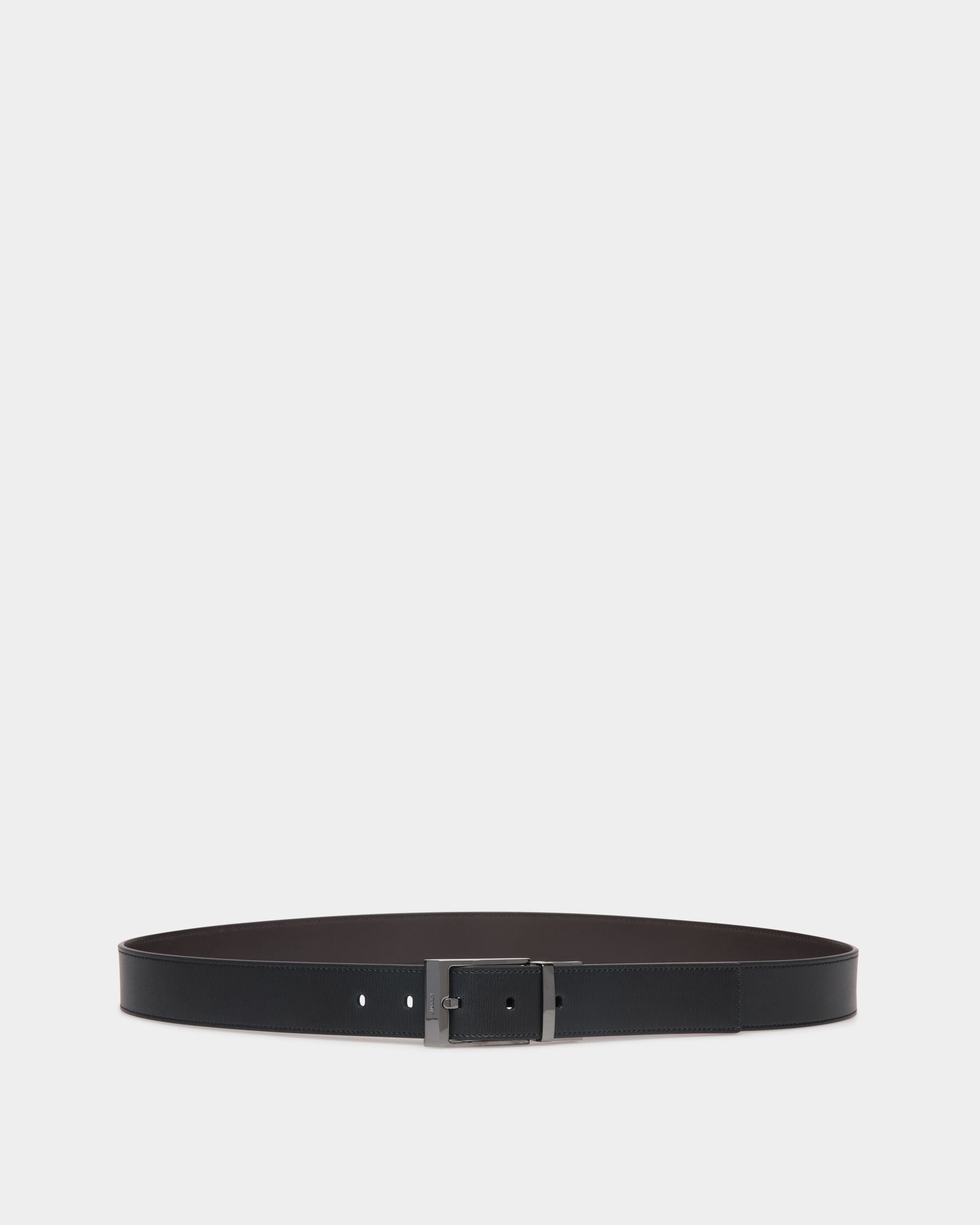 Ceinture Shiffie 35 mm Réversible Et Ajustable En Cuir Noir Et Ebano - Homme - Bally - 01