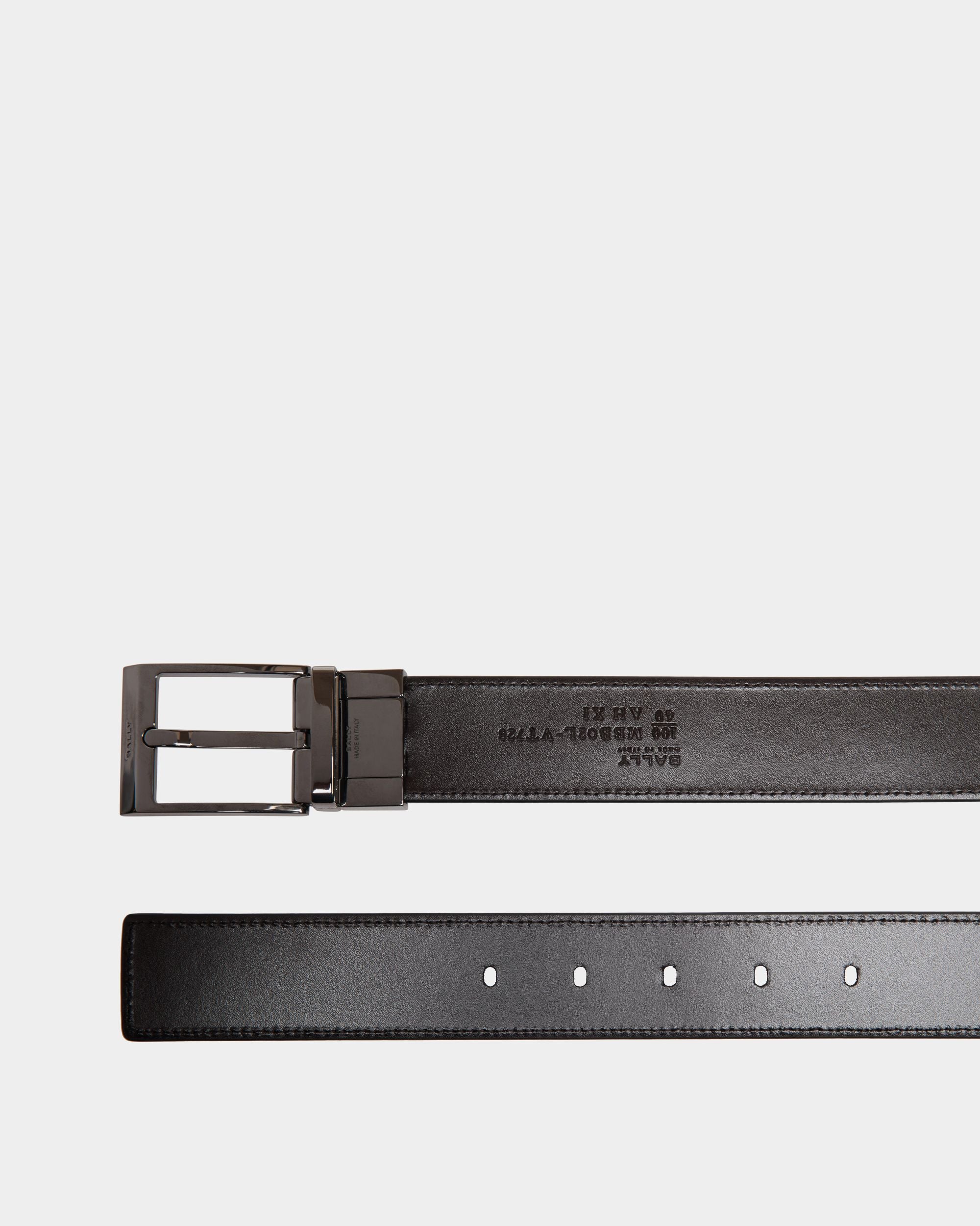 Ceinture Shiffie 35 mm Réversible Et Ajustable En Cuir Noir Et Ebano - Homme - Bally - 02
