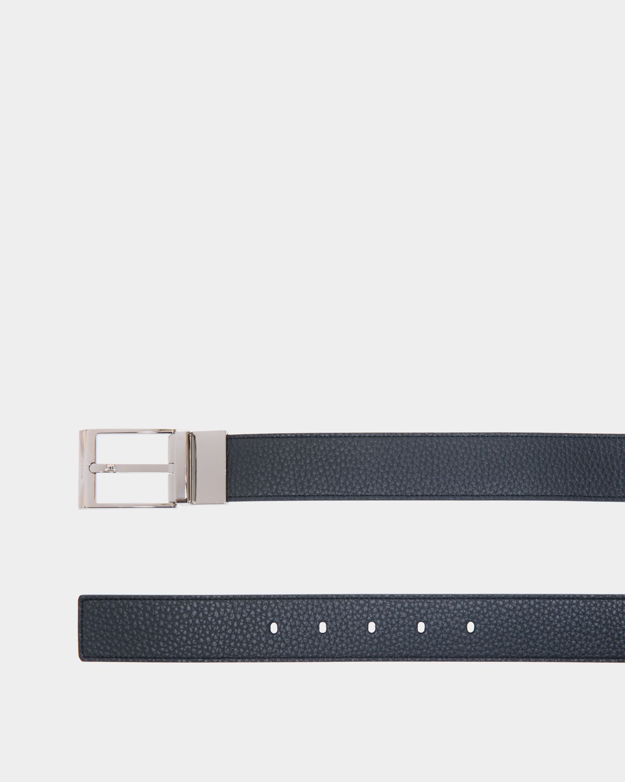 Ceinture Shiffie 35 mm Réversible Et Ajustable En Cuir Navy Blue Et Noir - Homme - Bally - 02