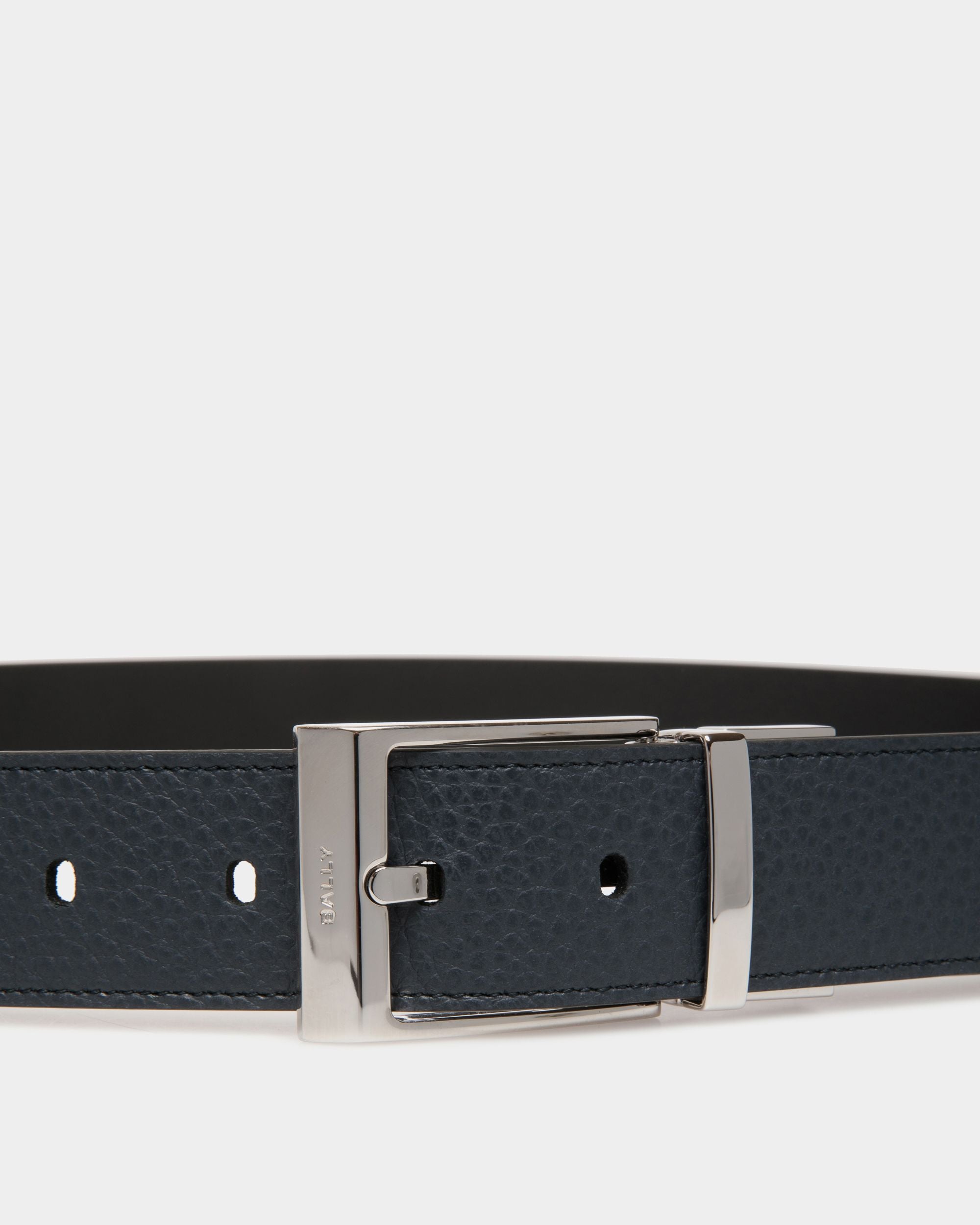 Ceinture Shiffie 35 mm Réversible Et Ajustable En Cuir Navy Blue Et Noir - Homme - Bally - 03