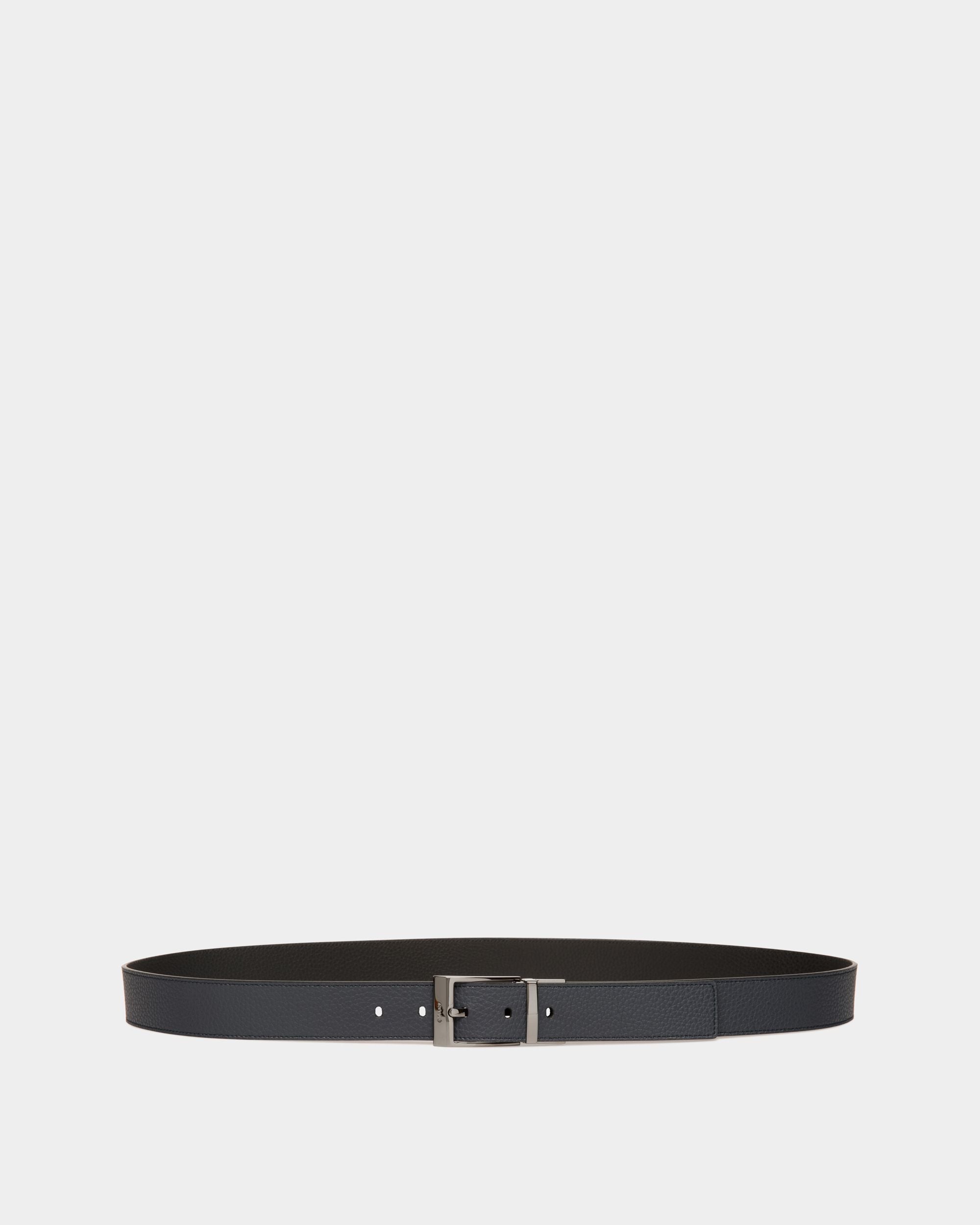 Ceinture Shiffie 35 mm Réversible Et Ajustable En Cuir Navy Blue Et Noir - Homme - Bally - 01