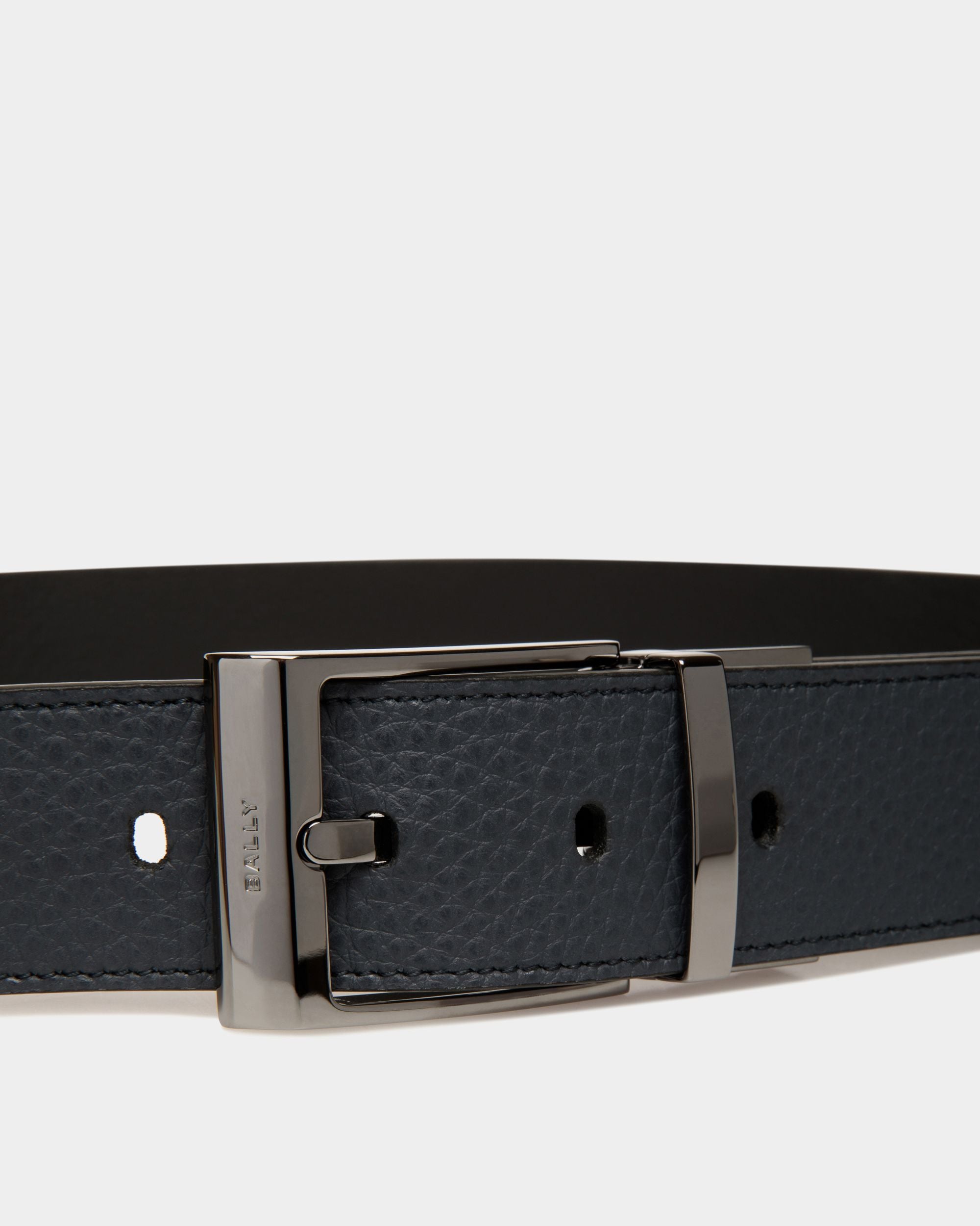 Ceinture Shiffie 35 mm Réversible Et Ajustable En Cuir Navy Blue Et Noir - Homme - Bally - 03