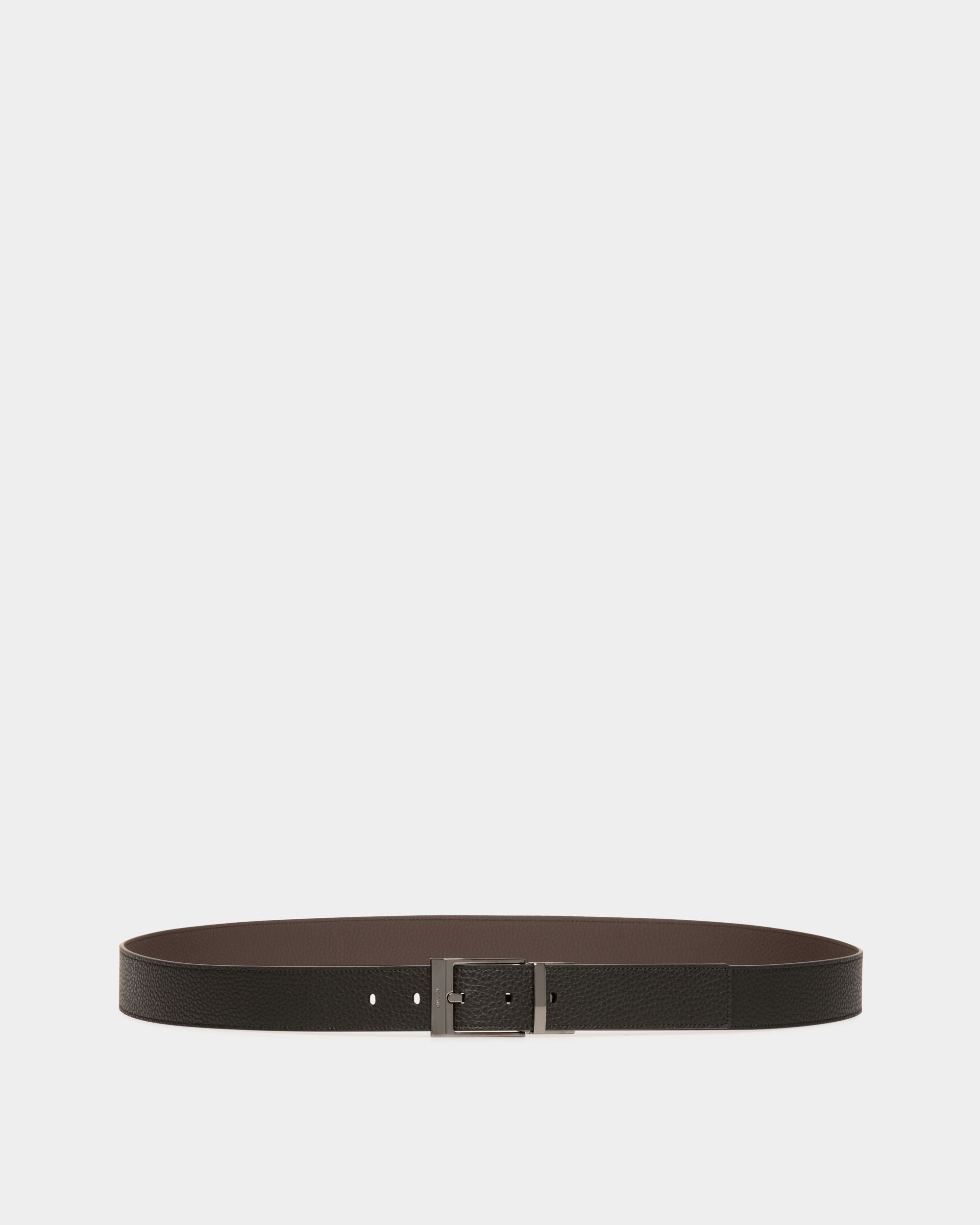 Ceinture Shiffie 35 mm Réversible Et Ajustable En Cuir Noir Et Ébène - Homme - Bally - 01
