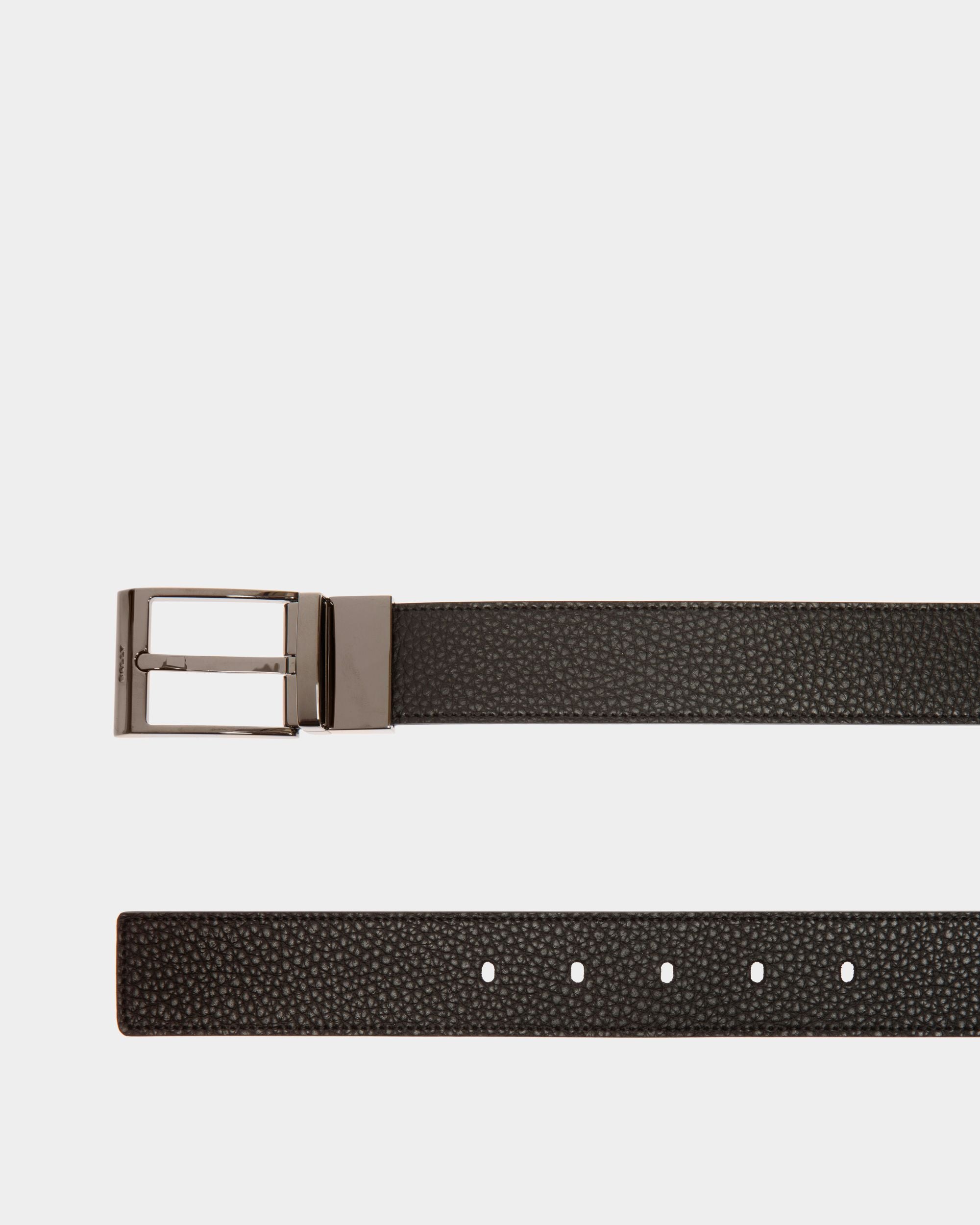 Ceinture Shiffie 35 mm Réversible Et Ajustable En Cuir Noir Et Ébène - Homme - Bally - 02