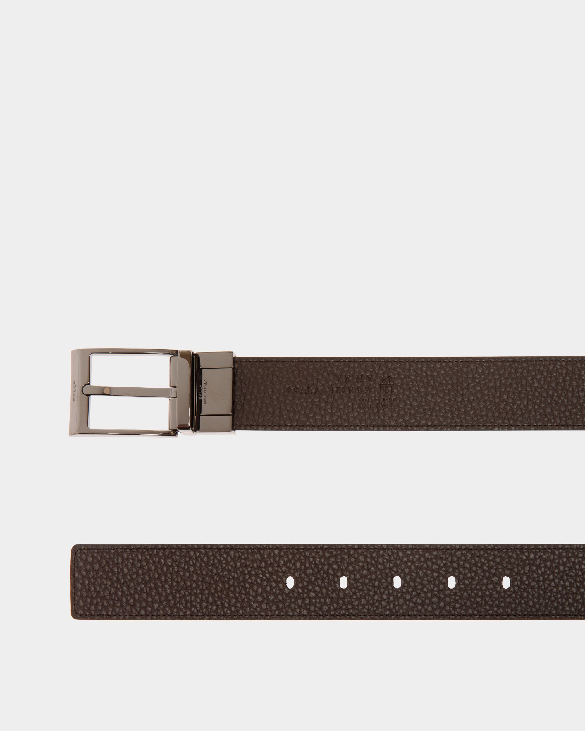 Ceinture Shiffie 35 mm Réversible Et Ajustable En Cuir Noir Et Ébène - Homme - Bally - 03
