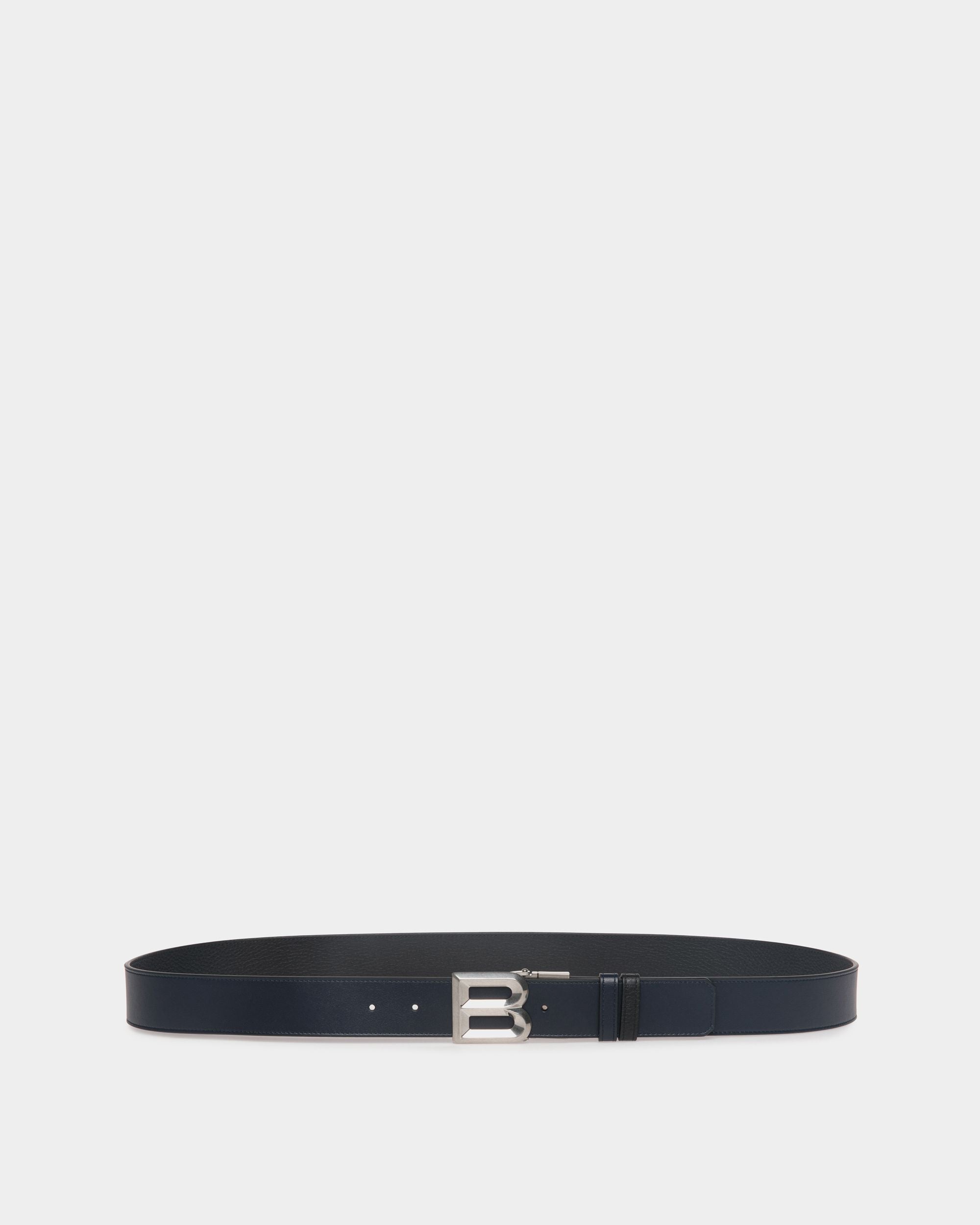 Ceinture B Bold 35 mm Réversible Et Ajustable En Cuir Navy Blue Et Noir - Homme - Bally - 01
