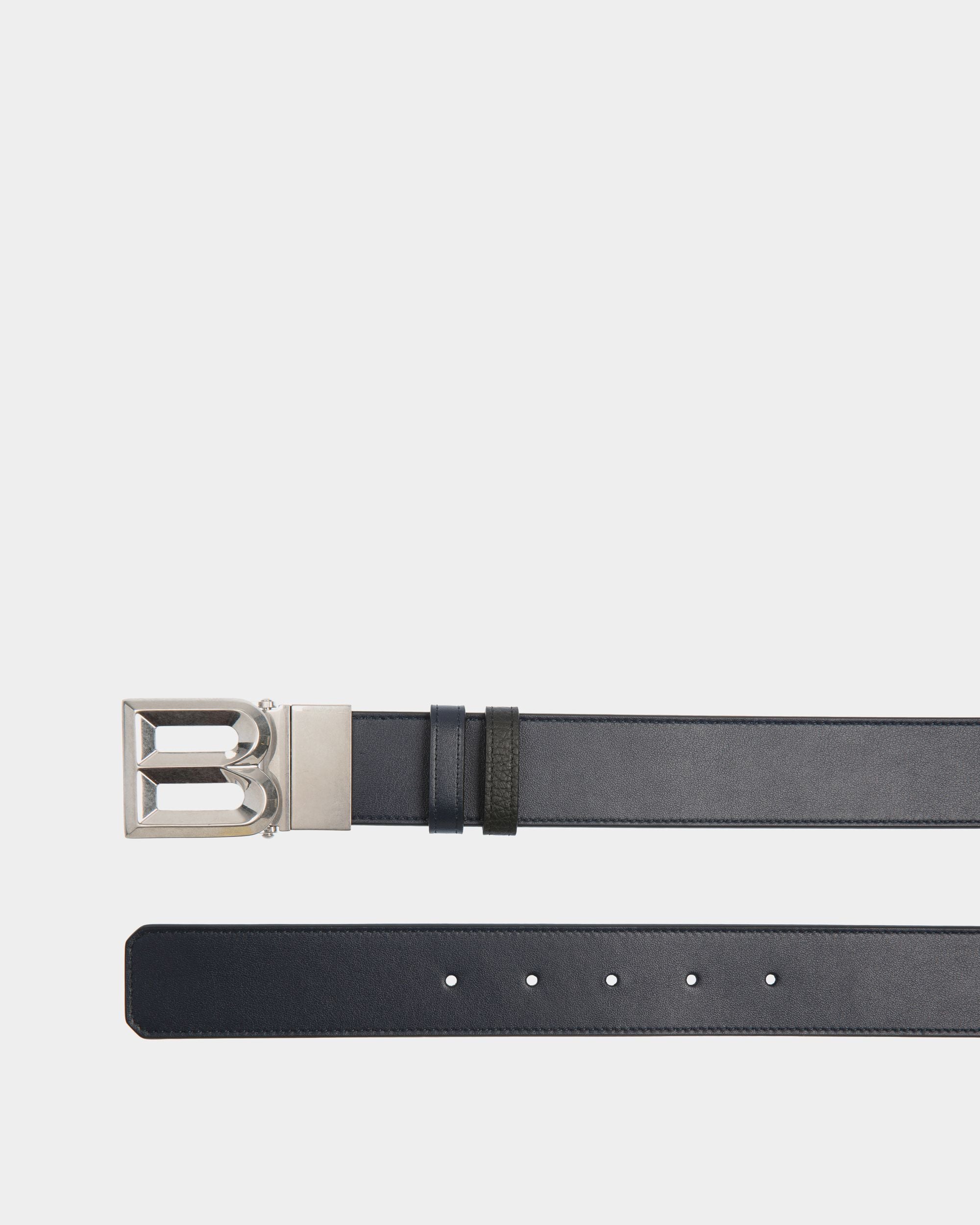 Ceinture B Bold 35 mm Réversible Et Ajustable En Cuir Navy Blue Et Noir - Homme - Bally - 02