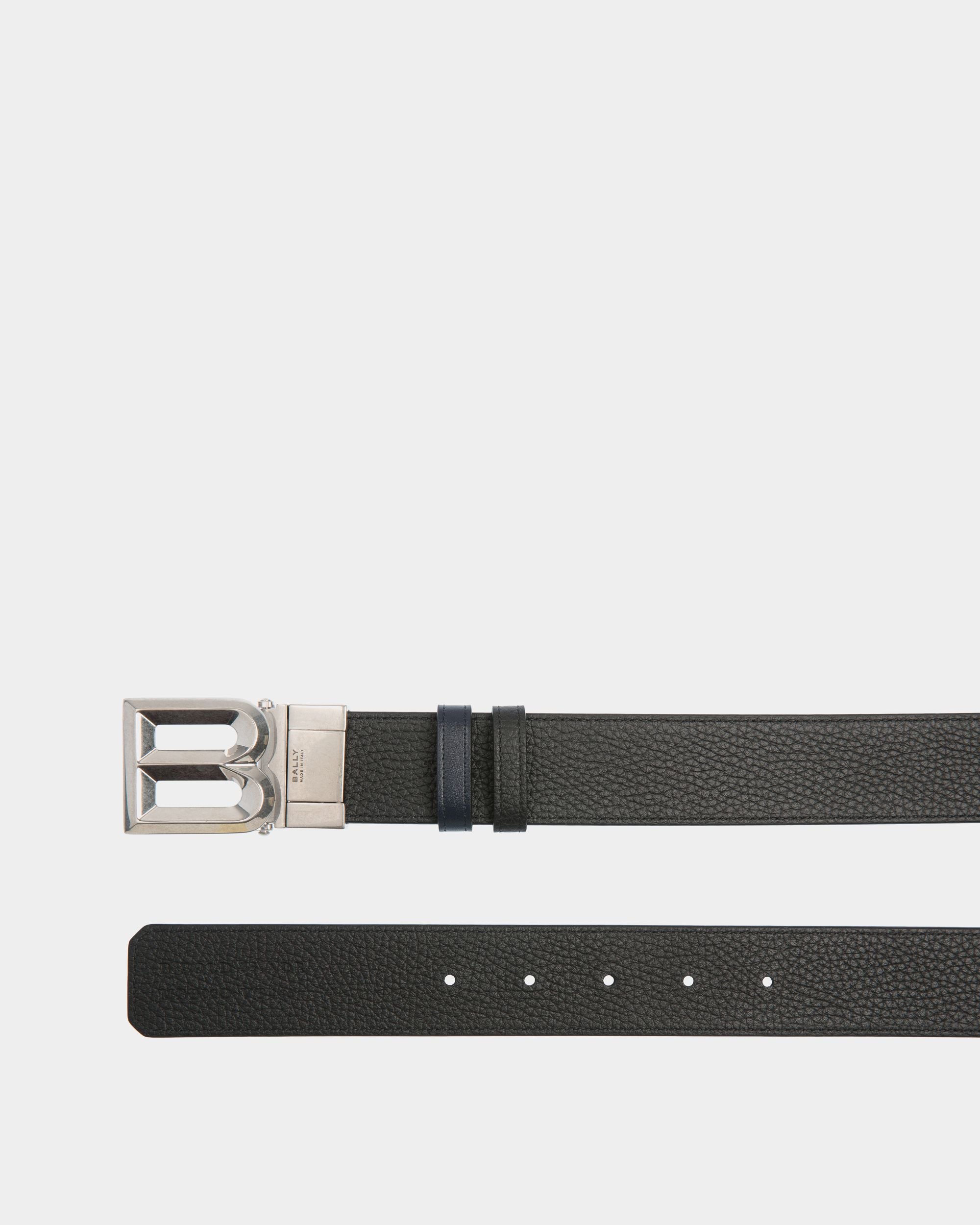 Ceinture B Bold 35 mm Réversible Et Ajustable En Cuir Navy Blue Et Noir - Homme - Bally - 03