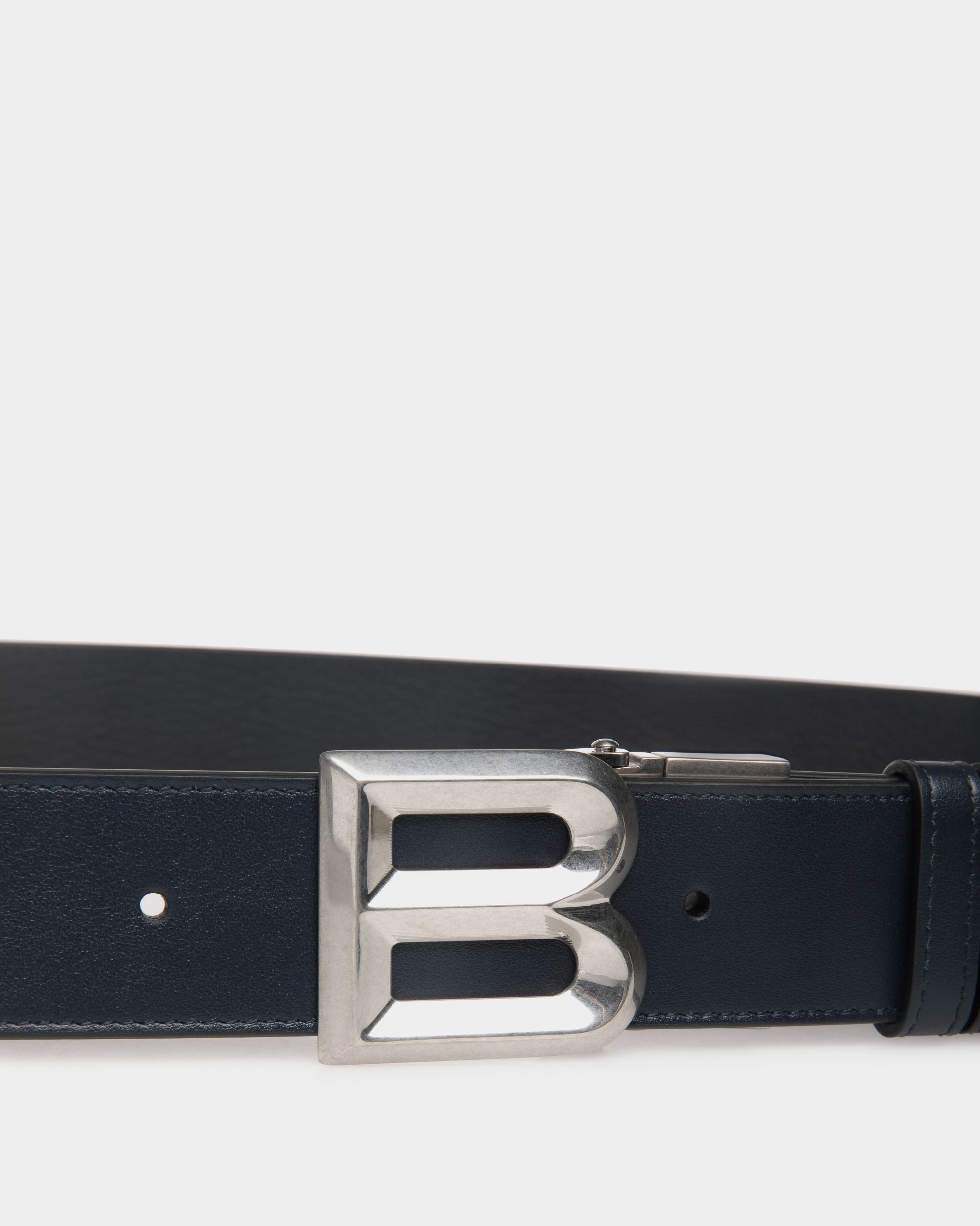 Ceinture B Bold 35 mm Réversible Et Ajustable En Cuir Navy Blue Et Noir - Homme - Bally - 04