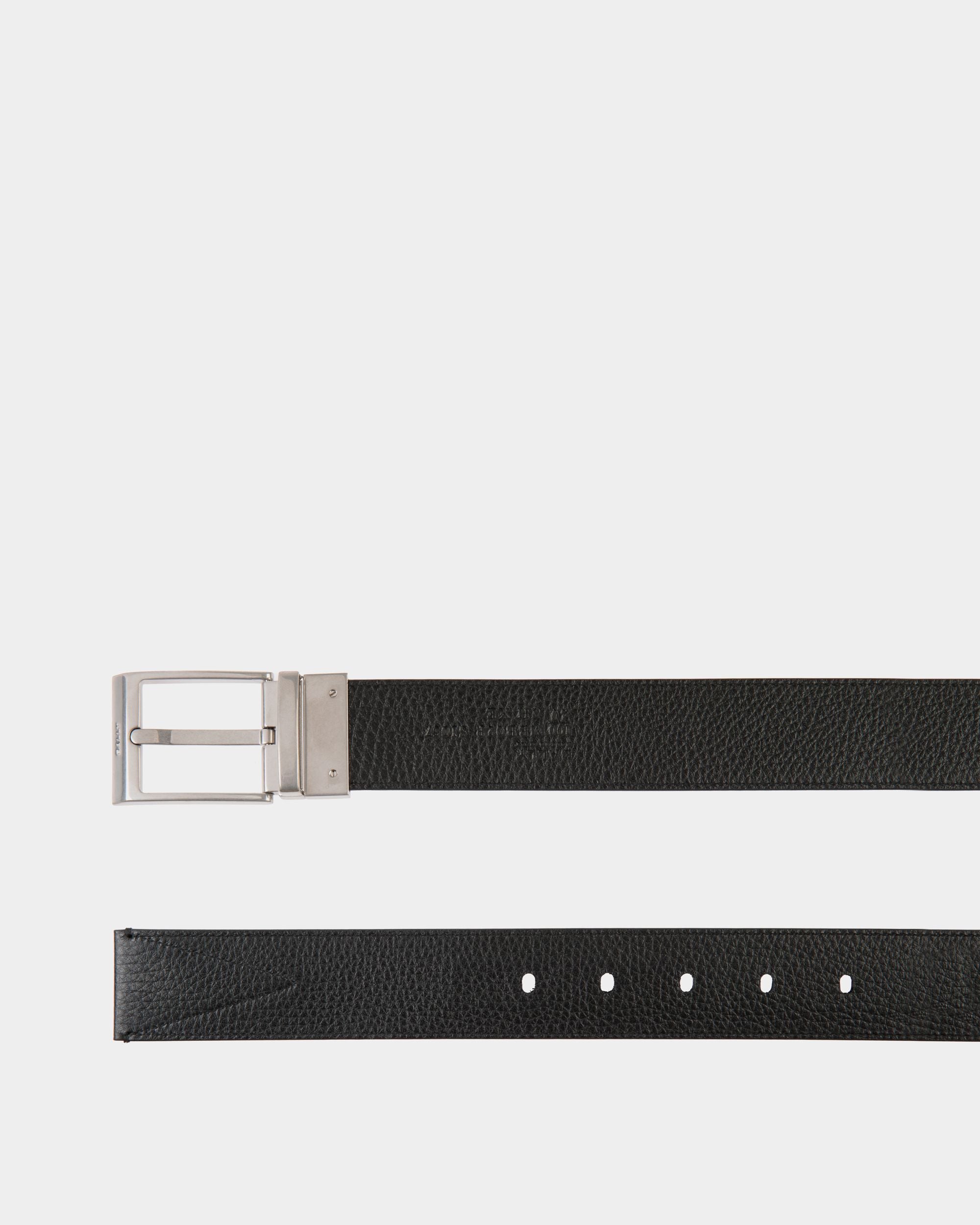 Ceinture Shiffie 35 mm Réversible En Cuir Et Tissu Rouge, Blanc Et Noir - Homme - Bally - 02