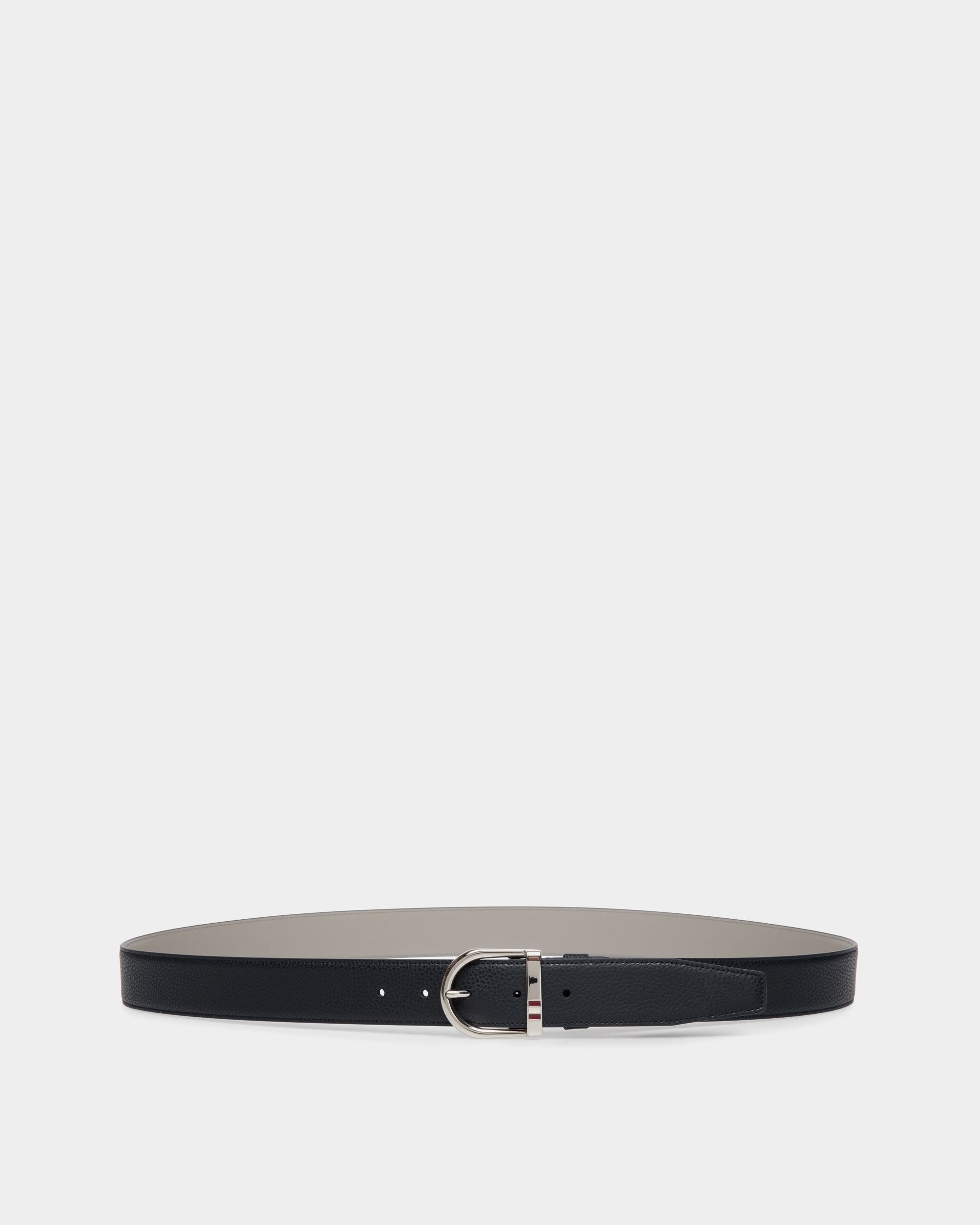 Adjustable Reversible Belt In Blue Leather - Homme - Bally - 01