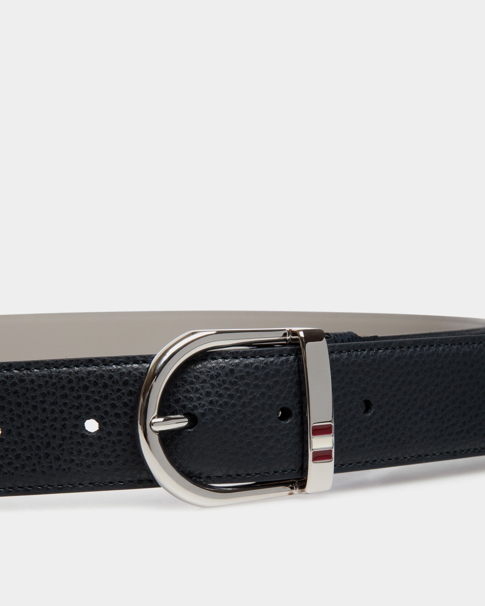 Adjustable Reversible Belt In Blue Leather - Homme - Bally - 03