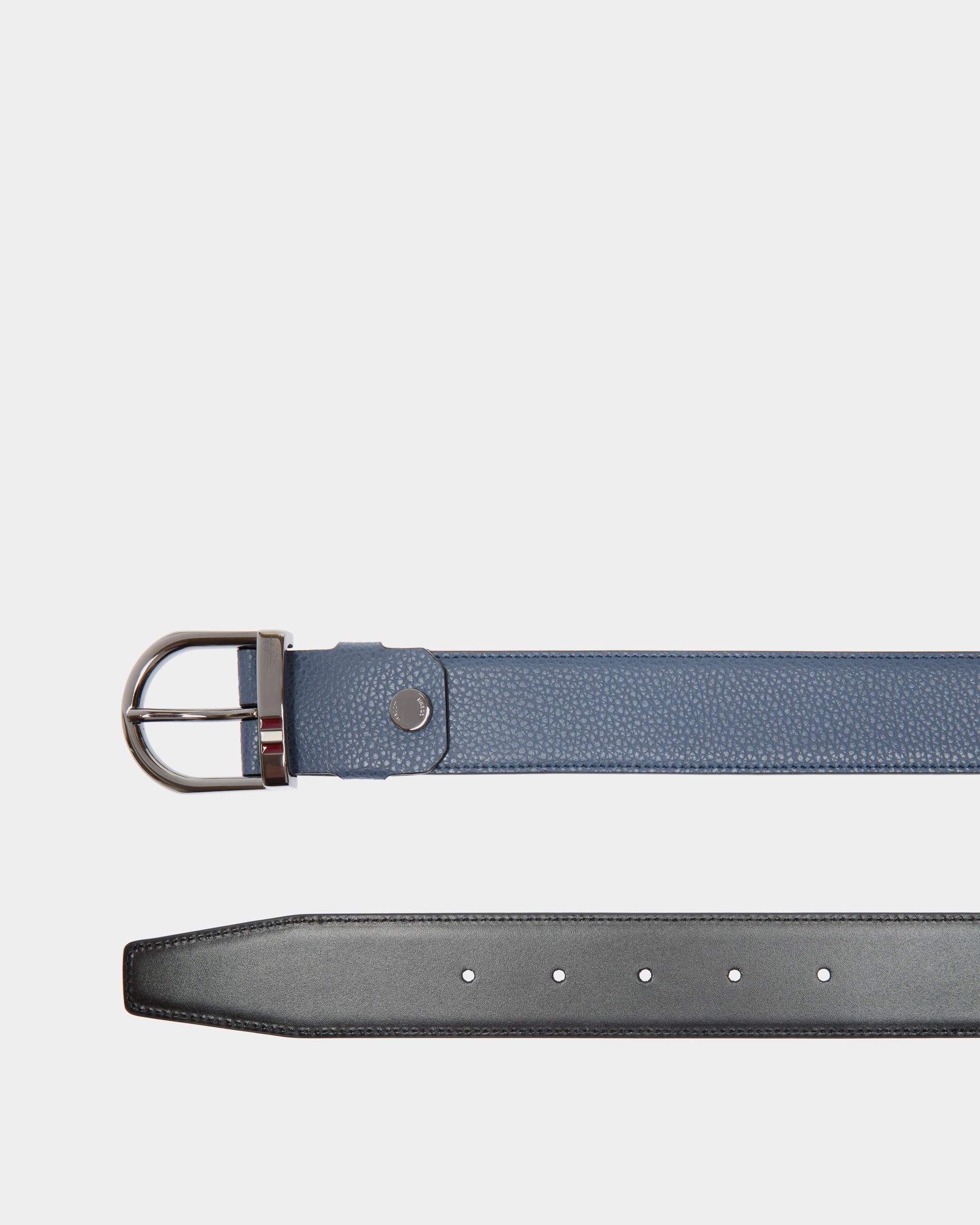 Ceinture Réversible Et Ajustable En Cuir Bleu - Homme - Bally - 02