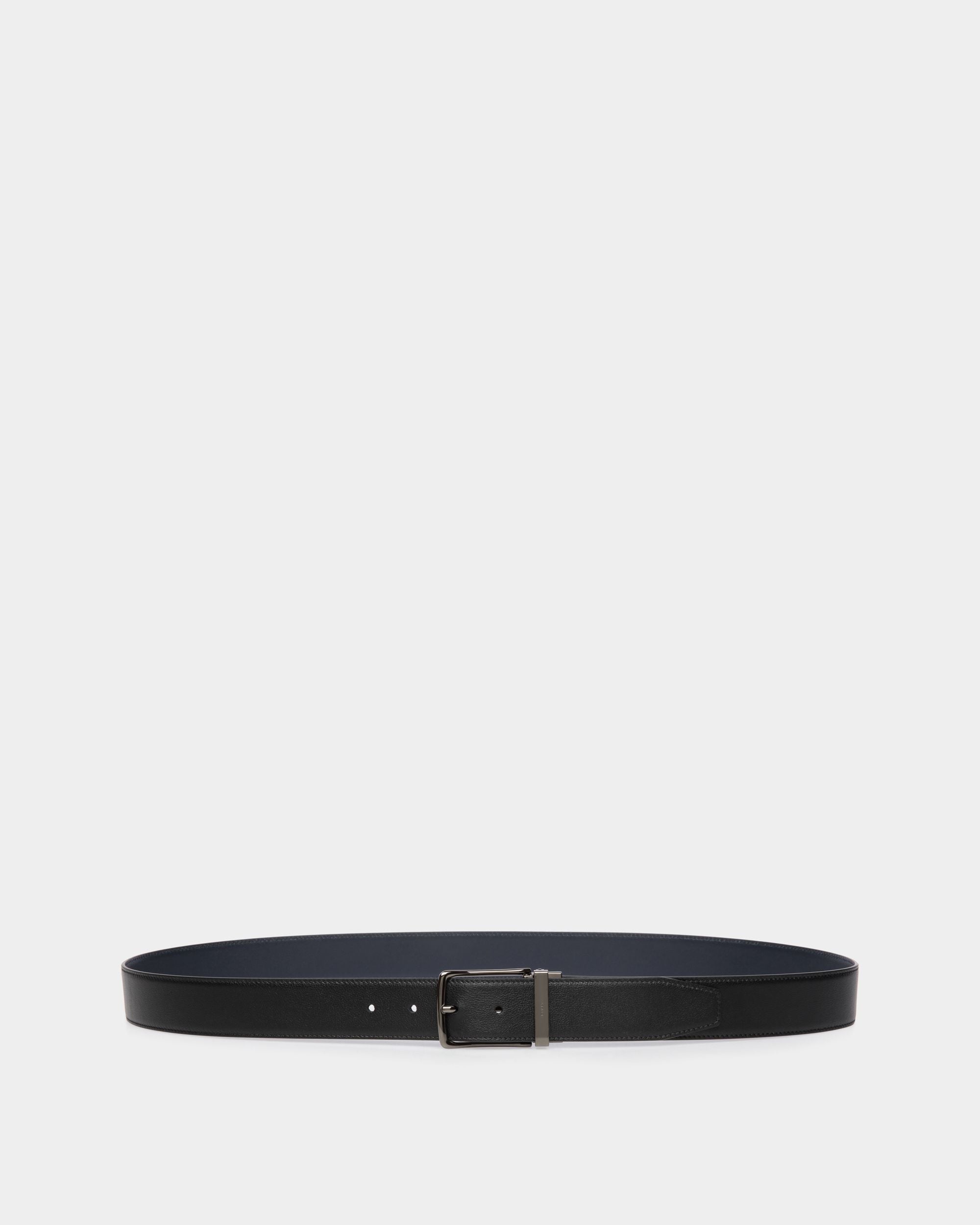Ceinture Ketter 35 Mm Réversible Et Ajustable En Cuir Noir Et Navy Blue - Homme - Bally - 01