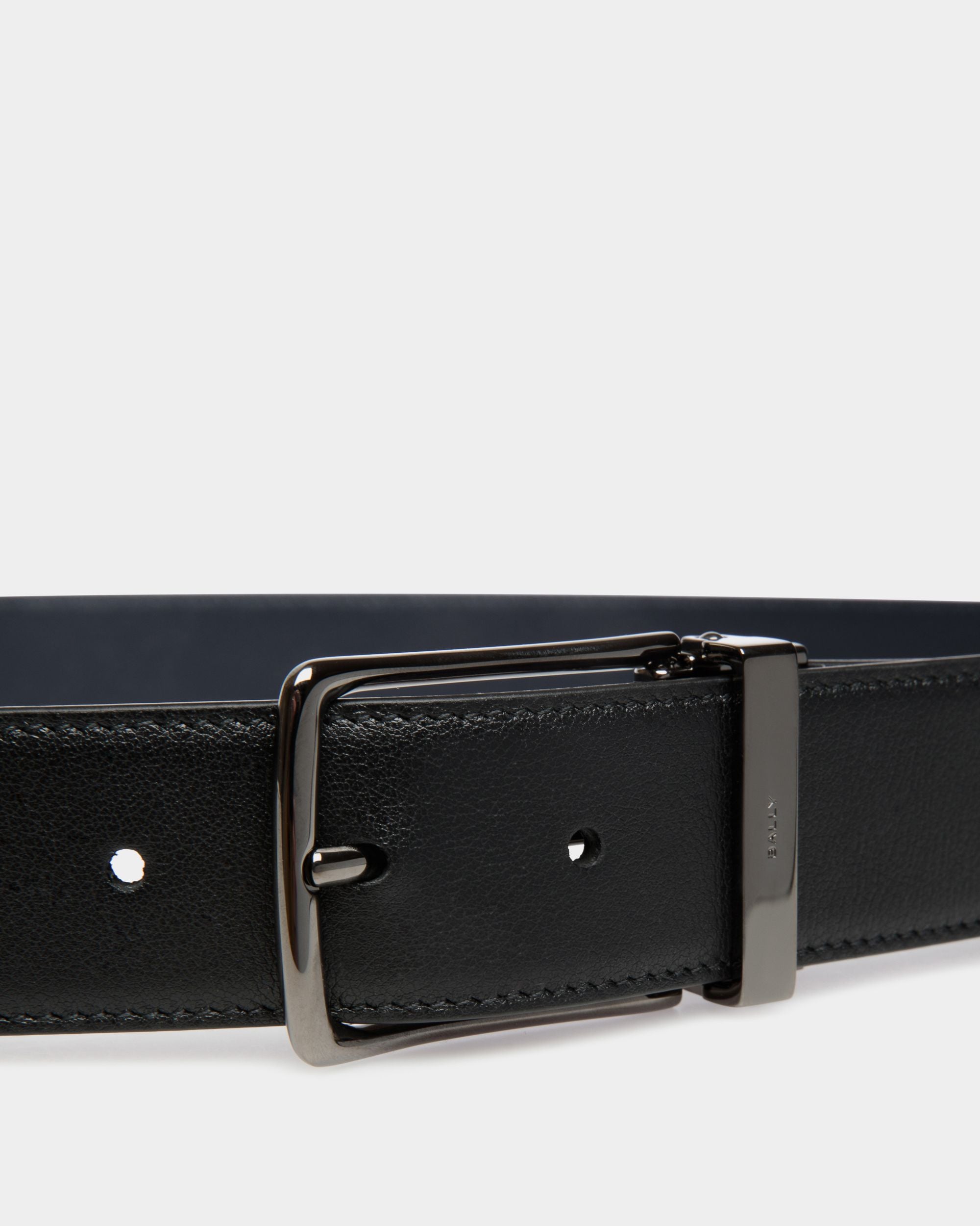 Ceinture Ketter 35 Mm Réversible Et Ajustable En Cuir Noir Et Navy Blue - Homme - Bally - 03