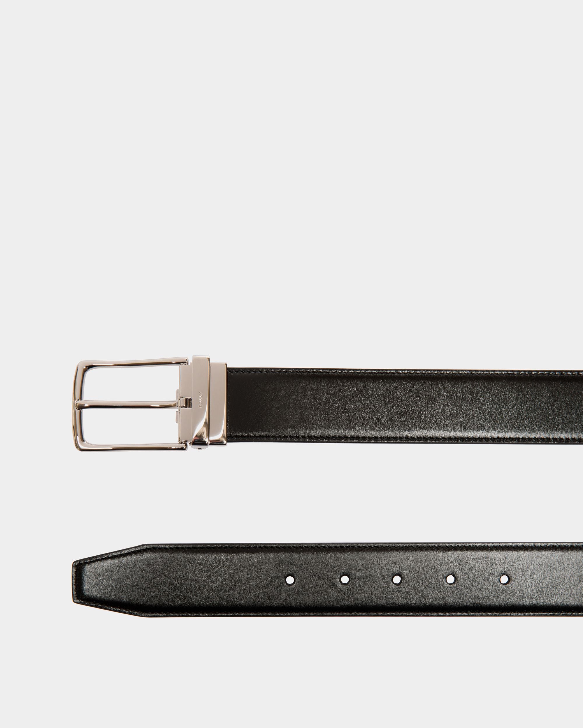 Ceinture Ketter 35 mm Ajustable Et Réversible En Cuir Ebano Et Noir - Homme - Bally - 02