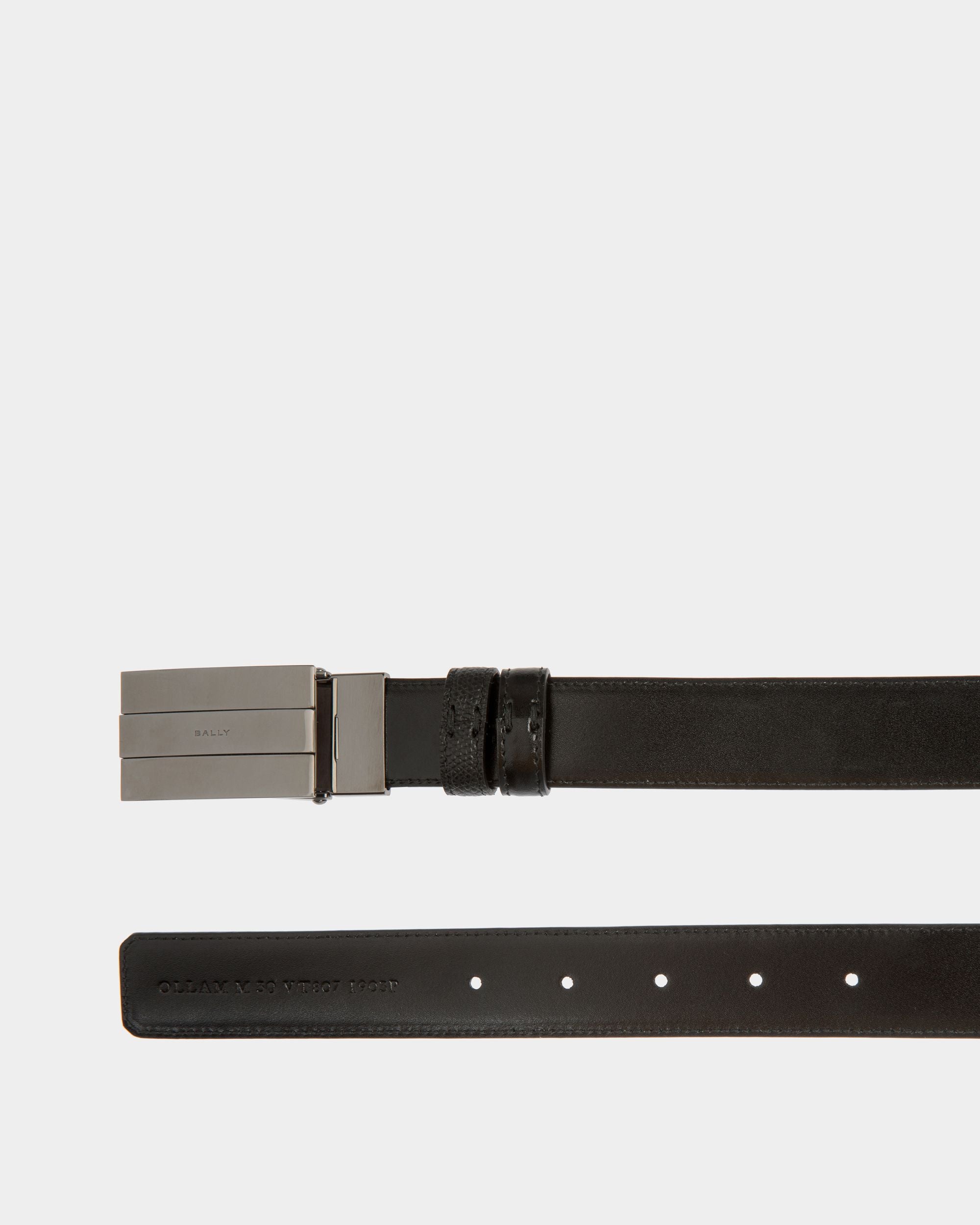 Ceinture Ollam 30 mm Réversible Et Ajustable En Cuir Noir - Homme - Bally - 03