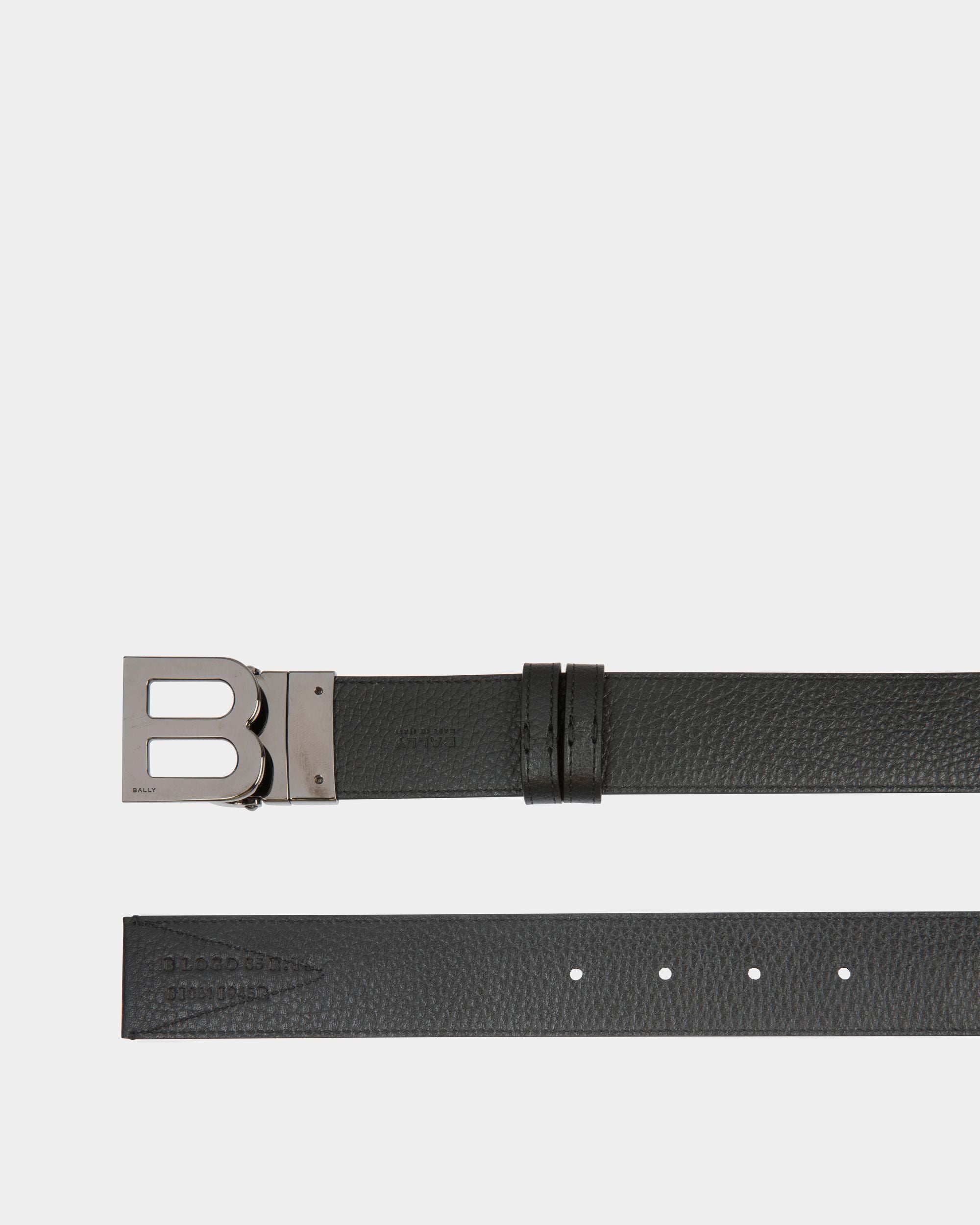 Ceinture B Logo 35 mm Réversible En Tissu Et Cuir Noir Et Blanc - Homme - Bally - 03