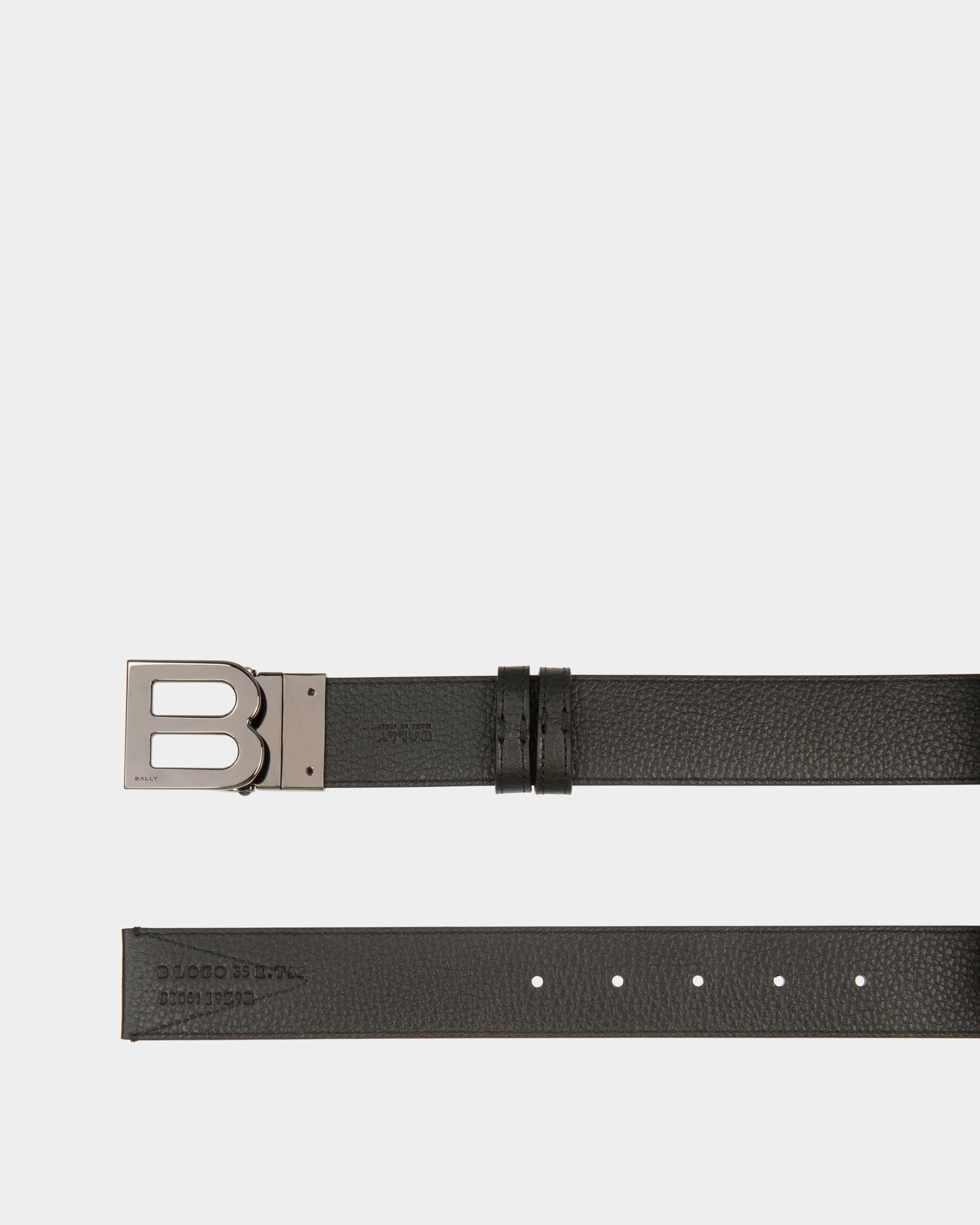 Ceinture Réversible B Logo 35 mm En Tissu Et Cuir Navy Blue Et Light Blue - Homme - Bally - 02